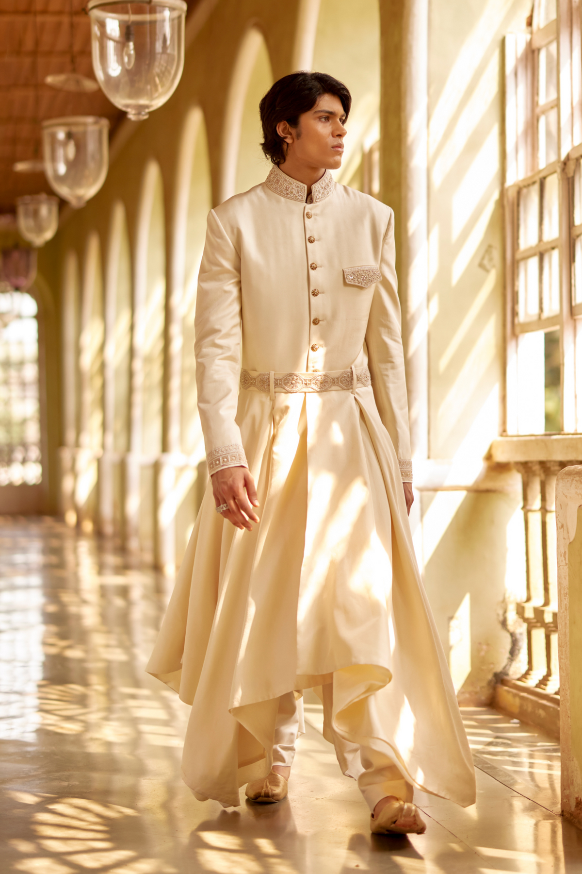 Pleated Sherwani Set