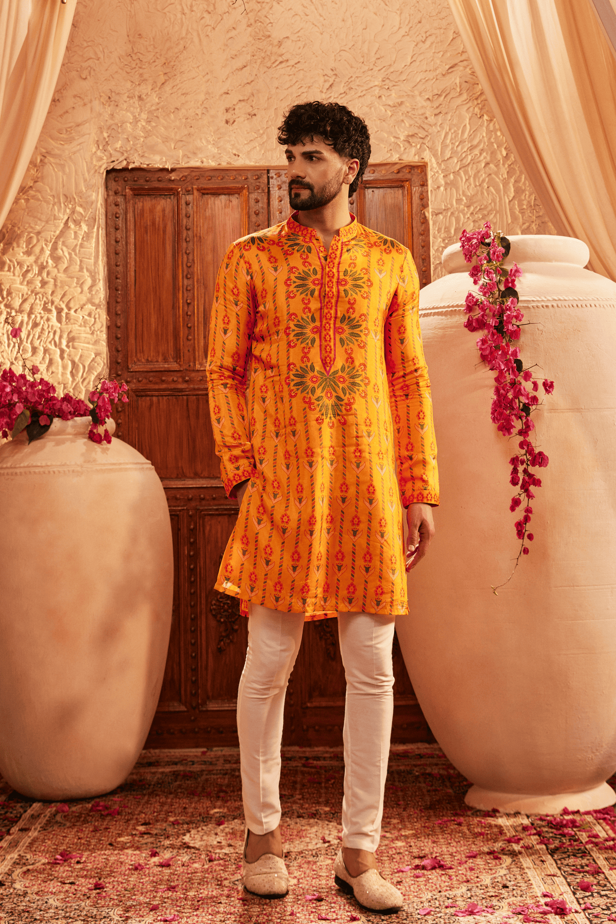 Aric Yellow Mens Kurta