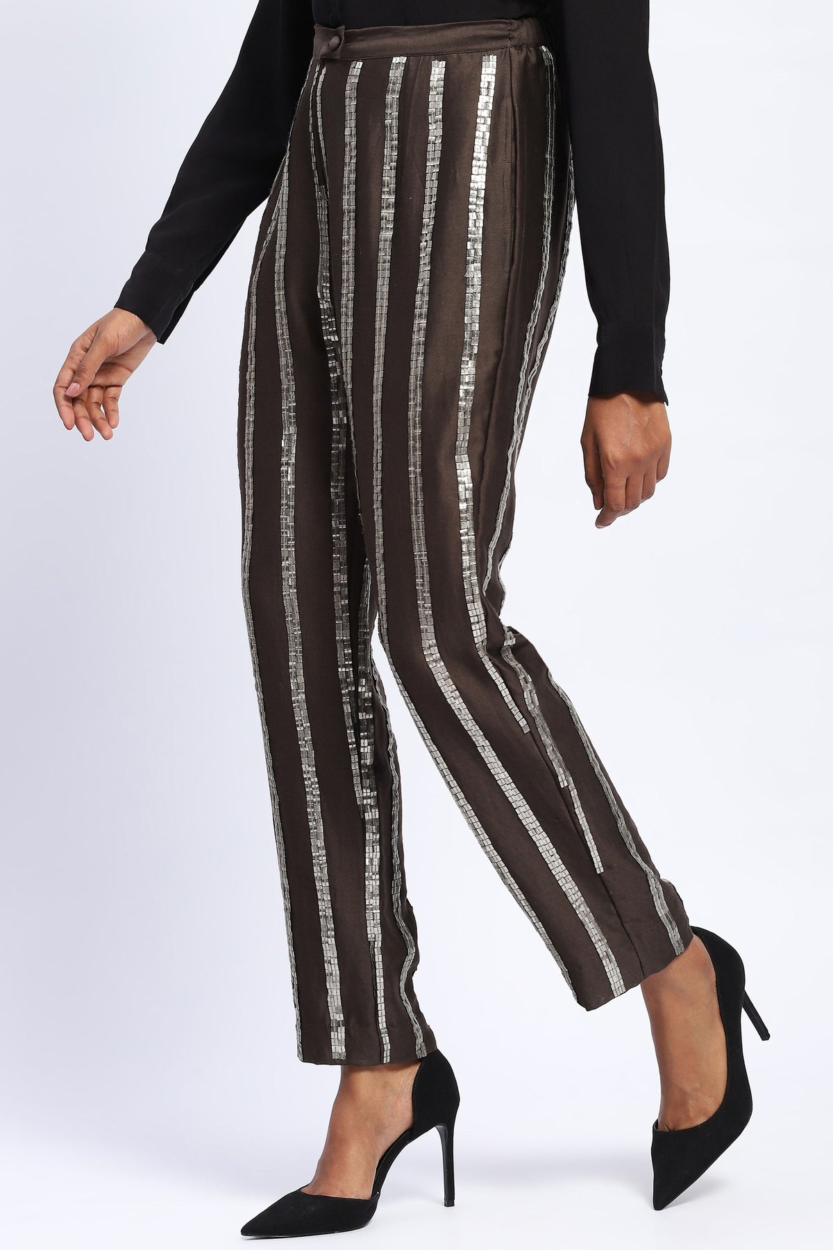 Sequin Windowpane Trouser