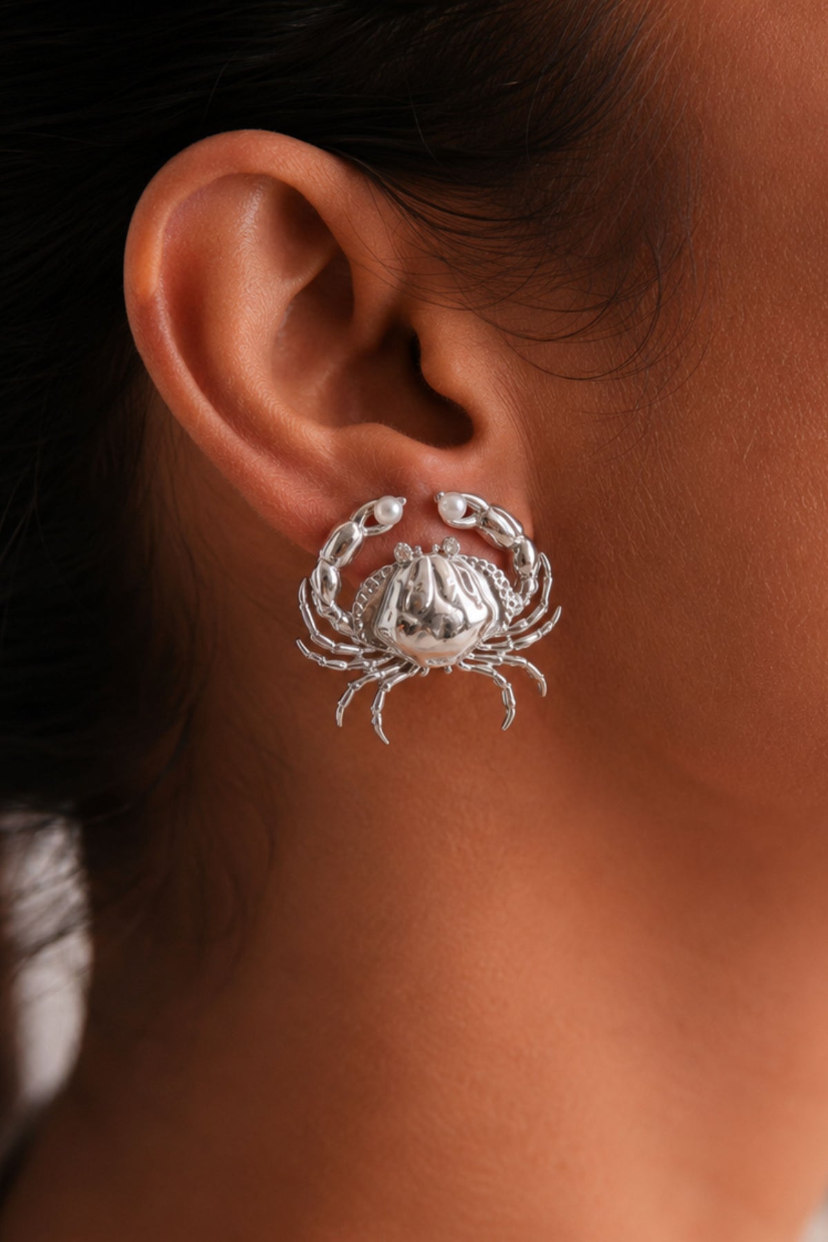 Silver Crab Studs