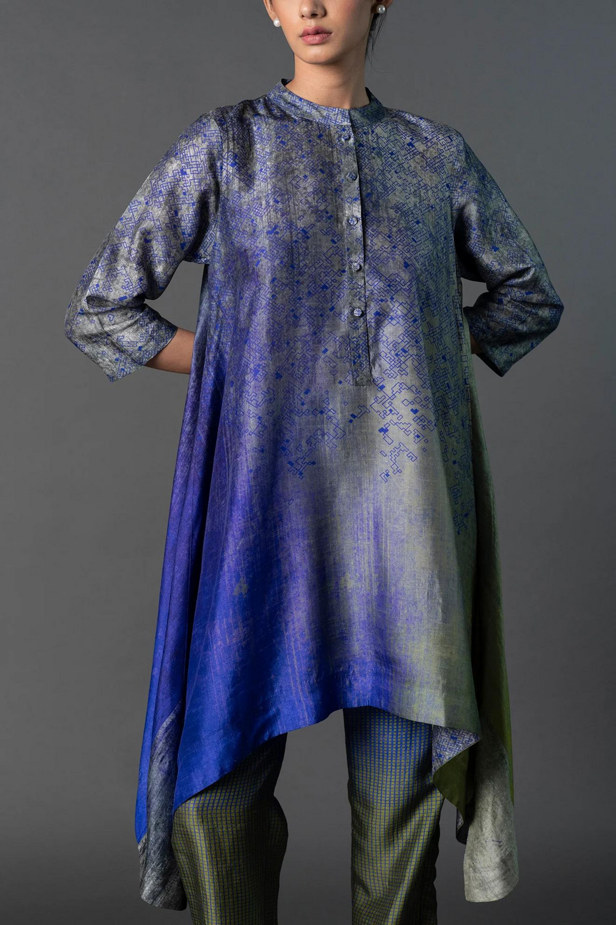 Blue Grey Tunic Set