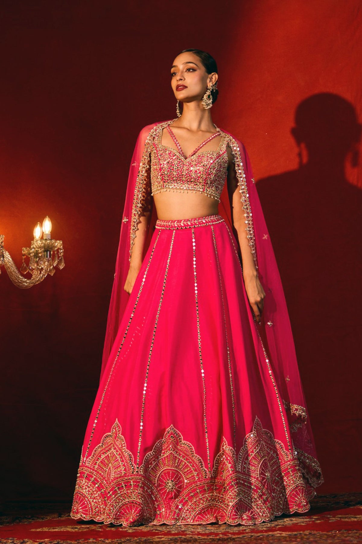 Mirror Scallop Pink  Lehenga Set