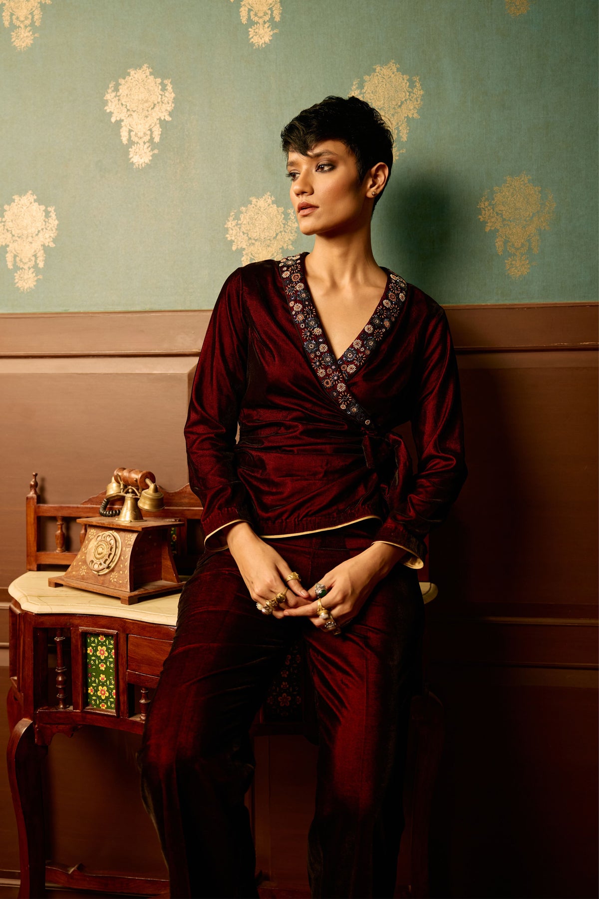 Sangria Front Tie Knot Jumpsuit