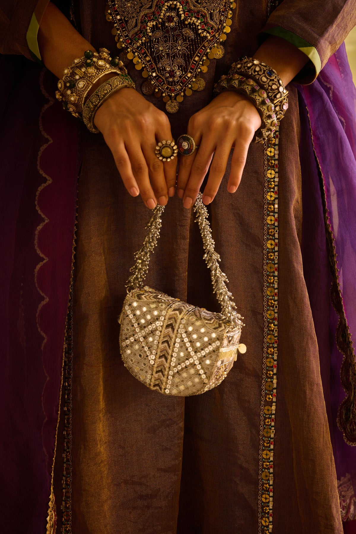 Rangrez Mini Vintage Silver Clutch