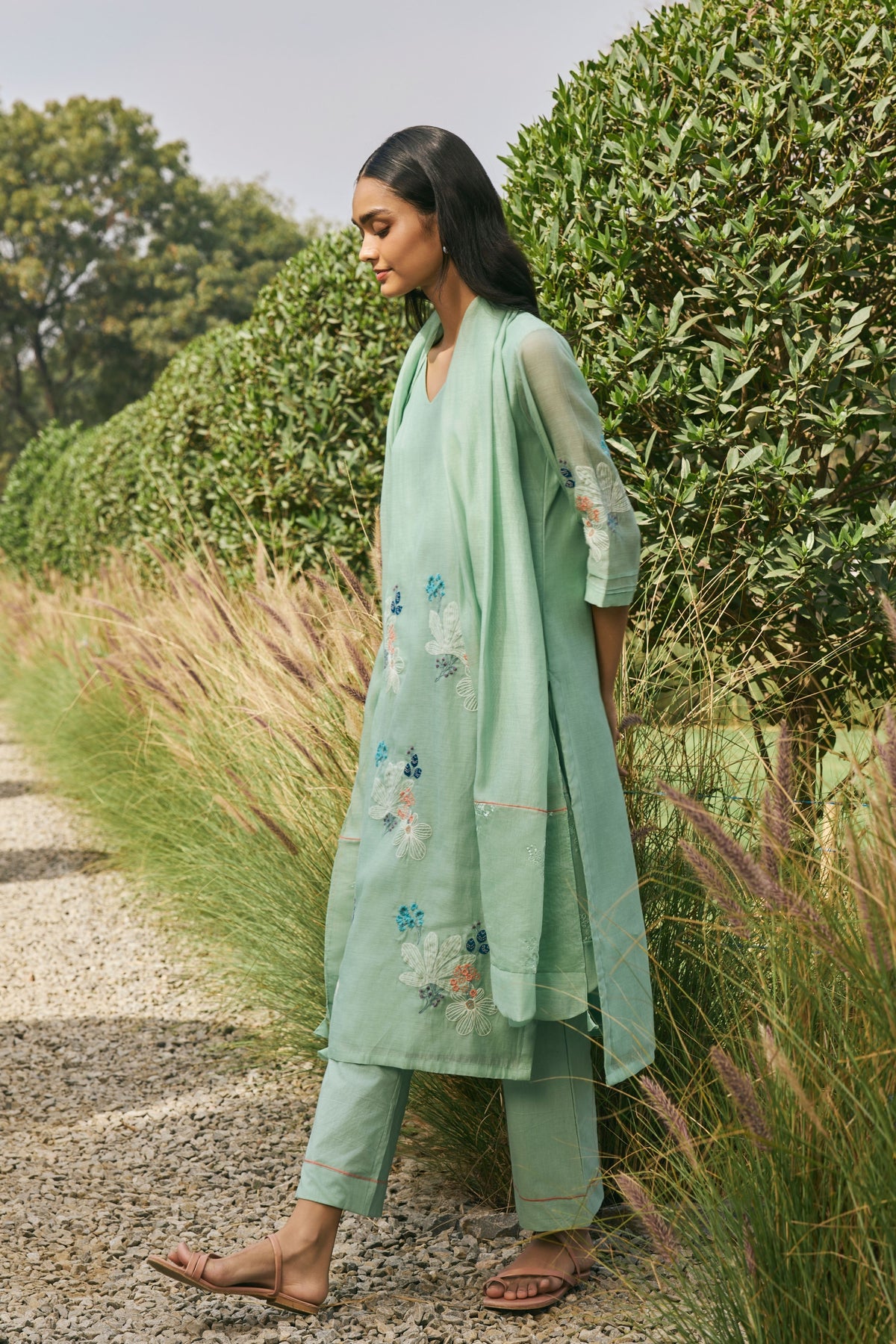 Mint Applique Kurta Set