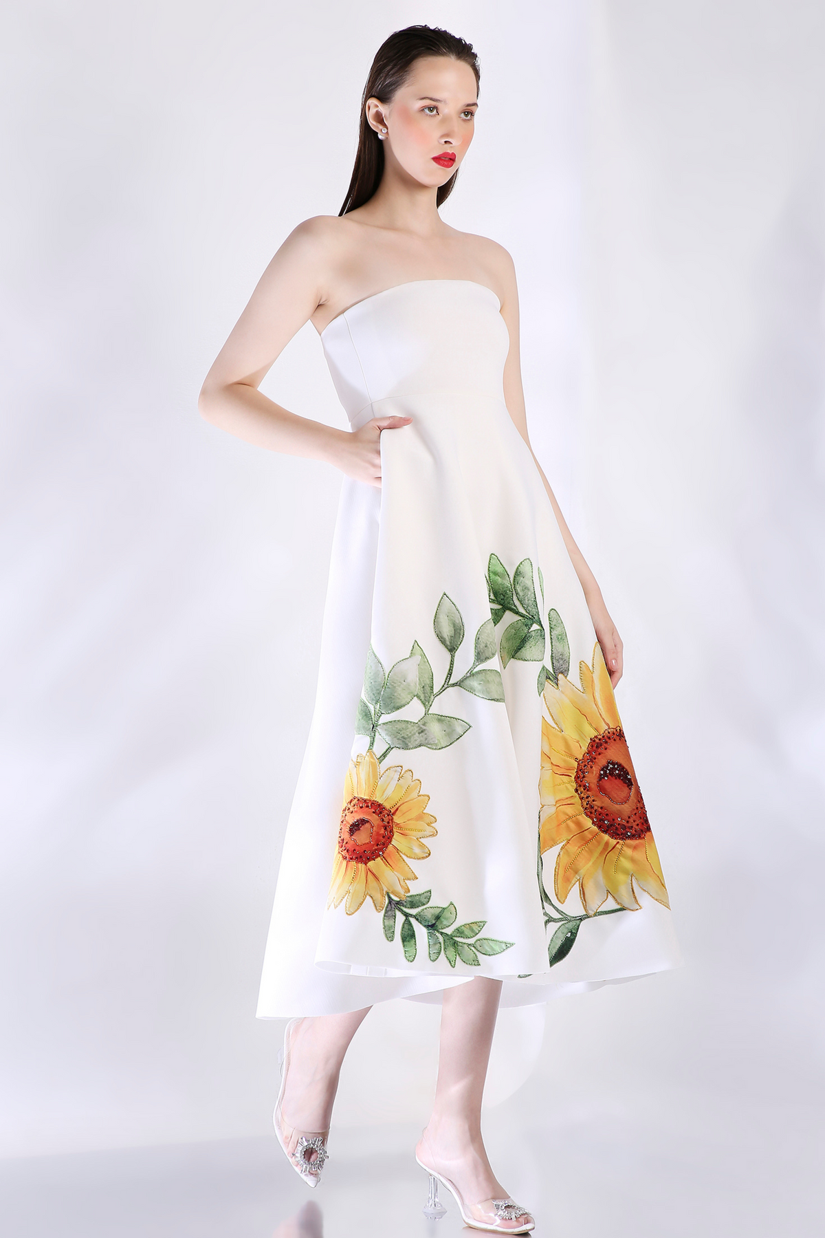 Off White Embroidered Dress