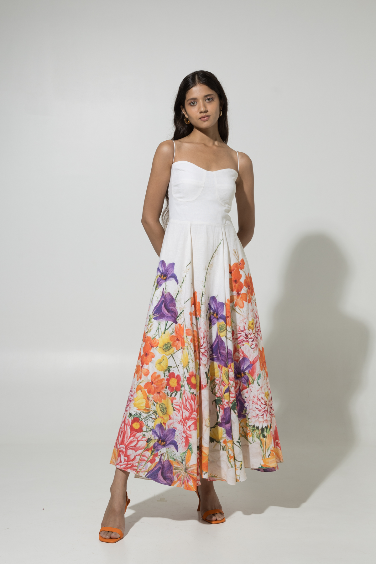 White Isla Strappy Linen Dress