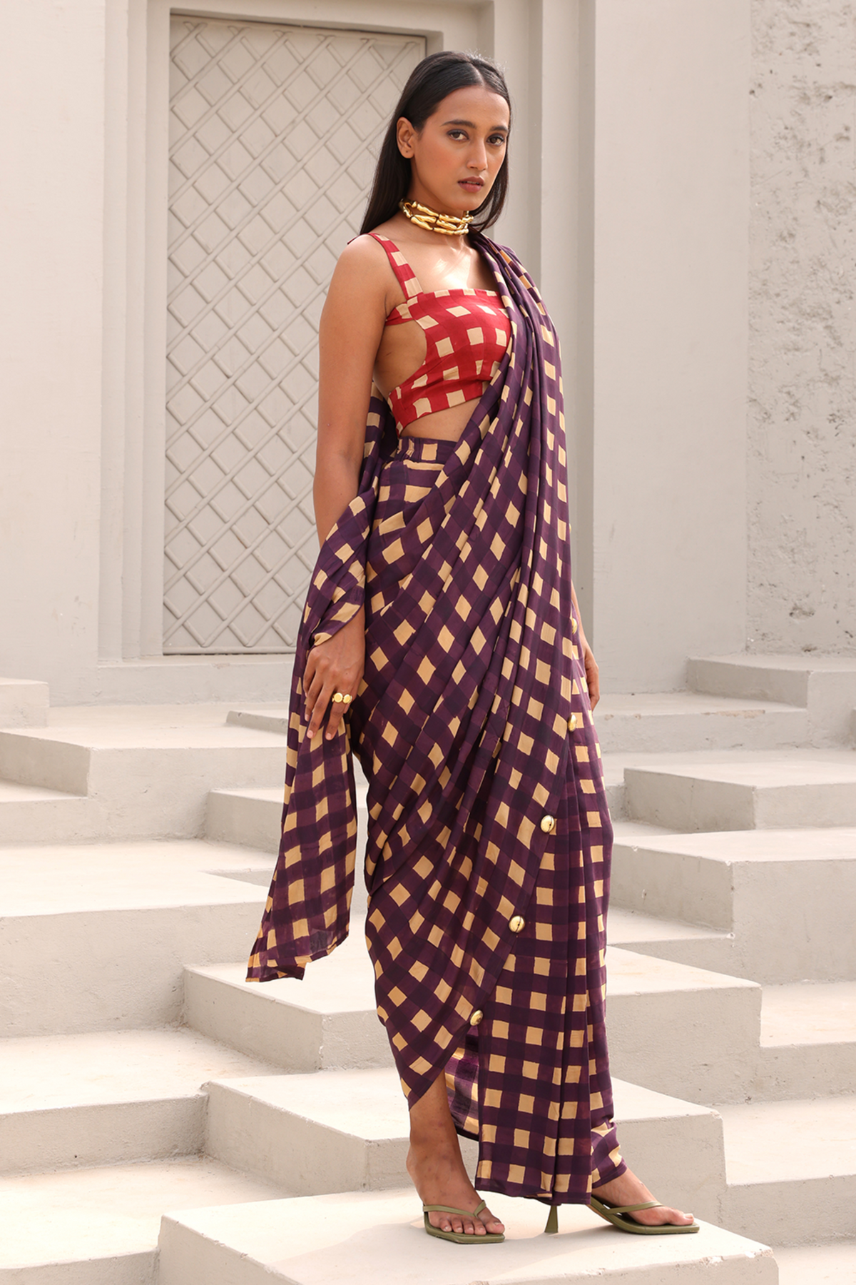 Agatha Pre Draped Saree Set