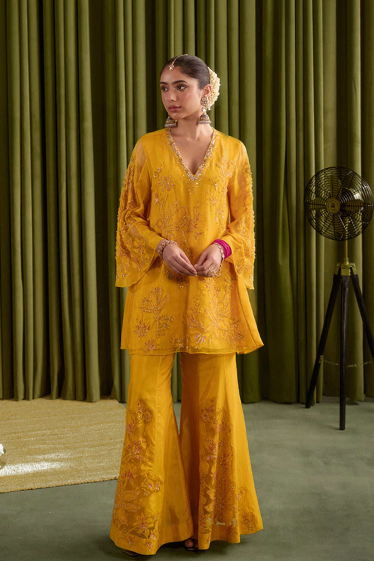Golden Beige Sharara Set