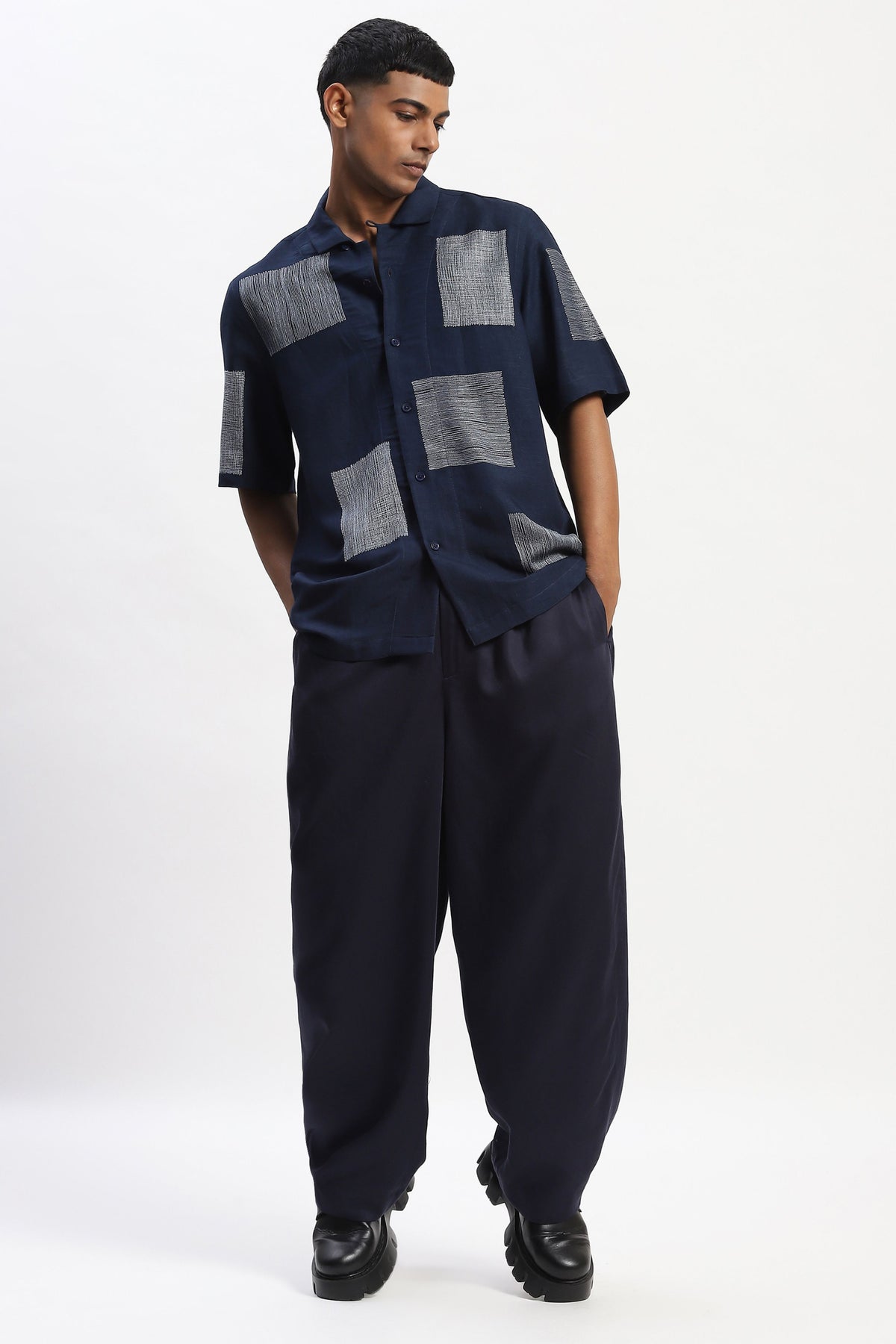 Embroidered Scribble Blocks Shirt