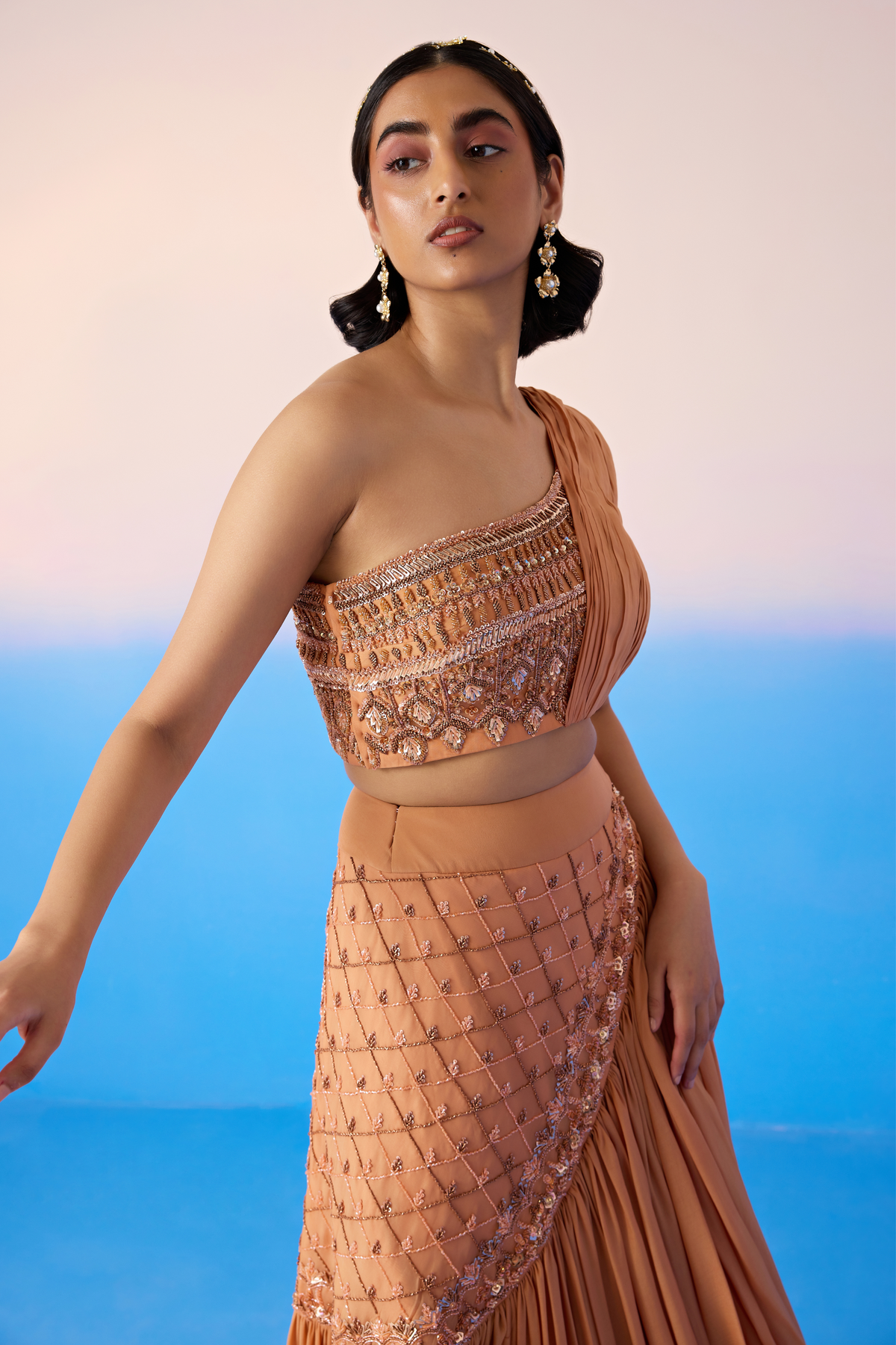 Salmon Skirt Set