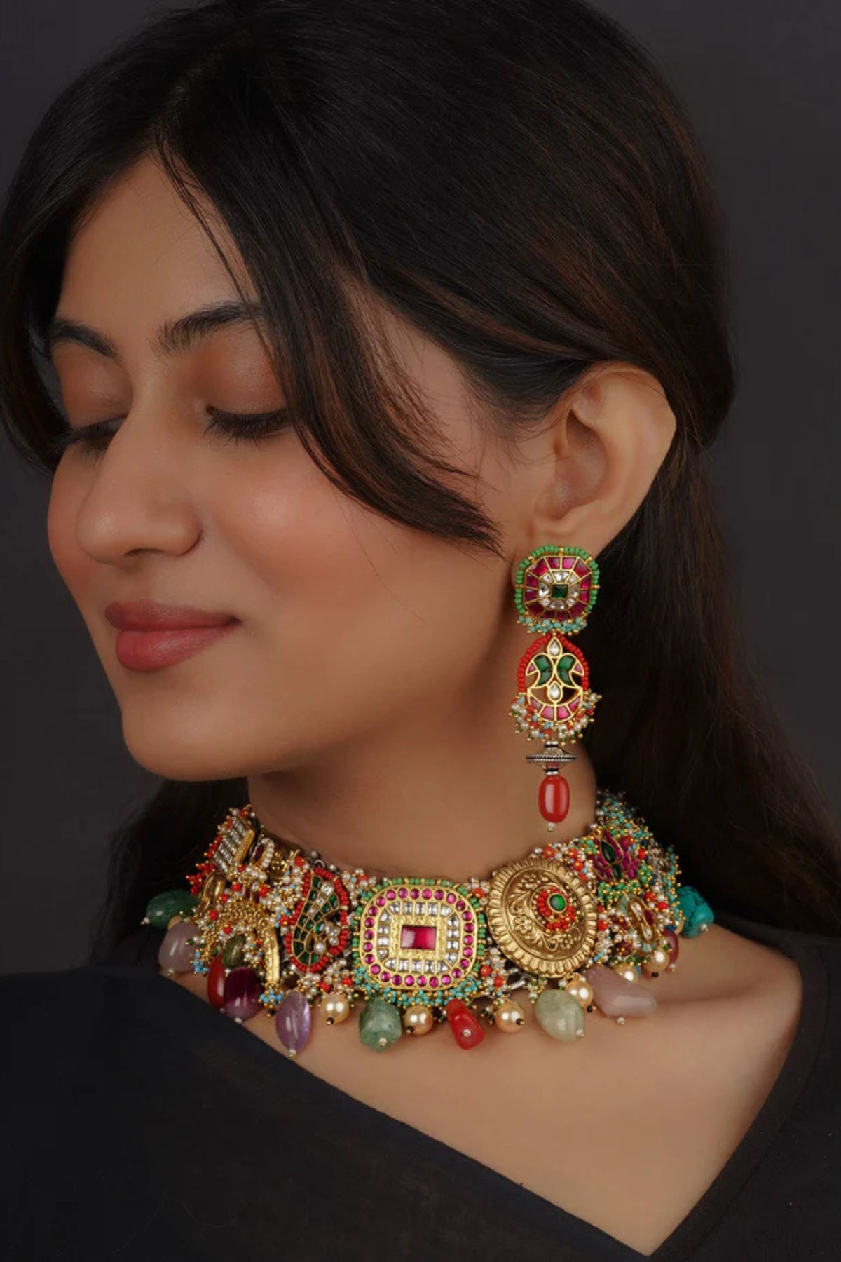 Multicolor Tribal Necklace Set