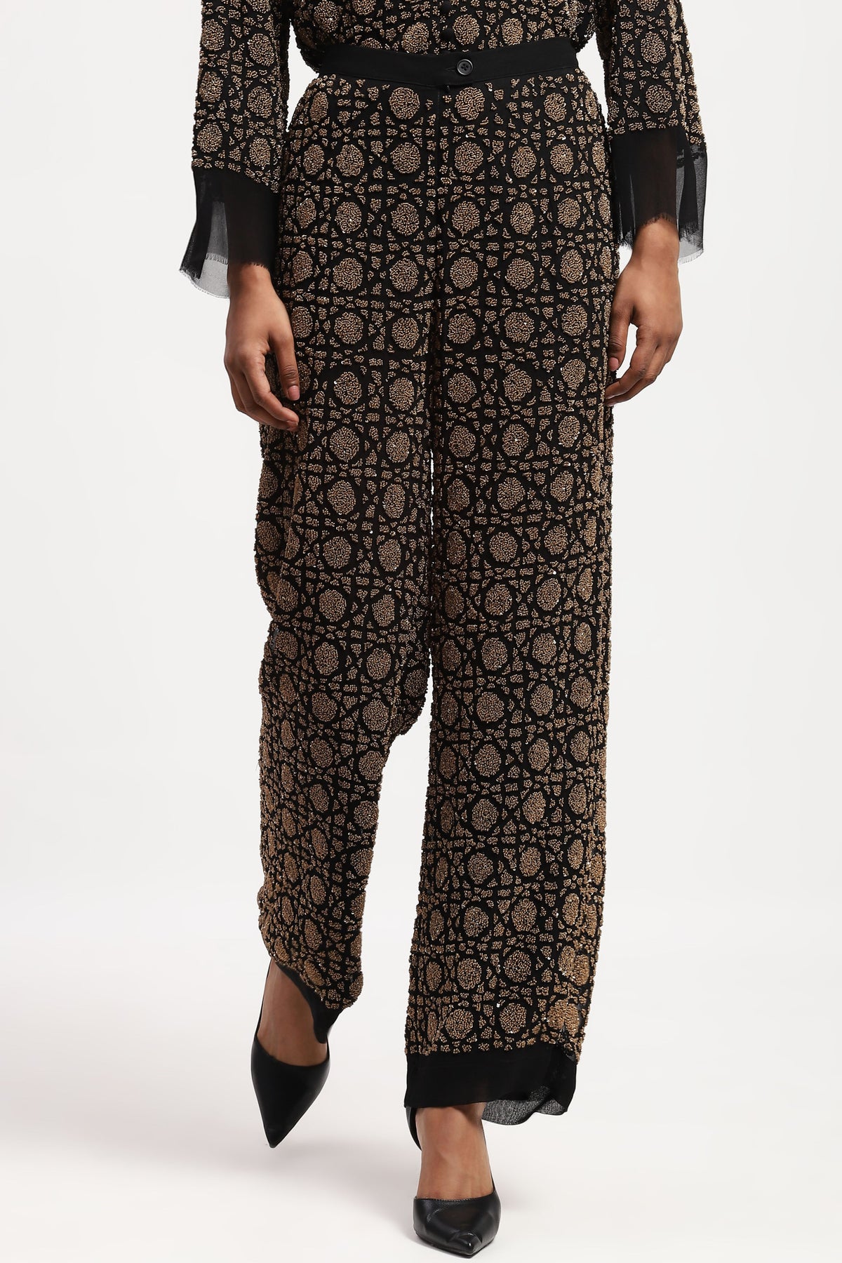 Embellished Wicker Pattern Trouser