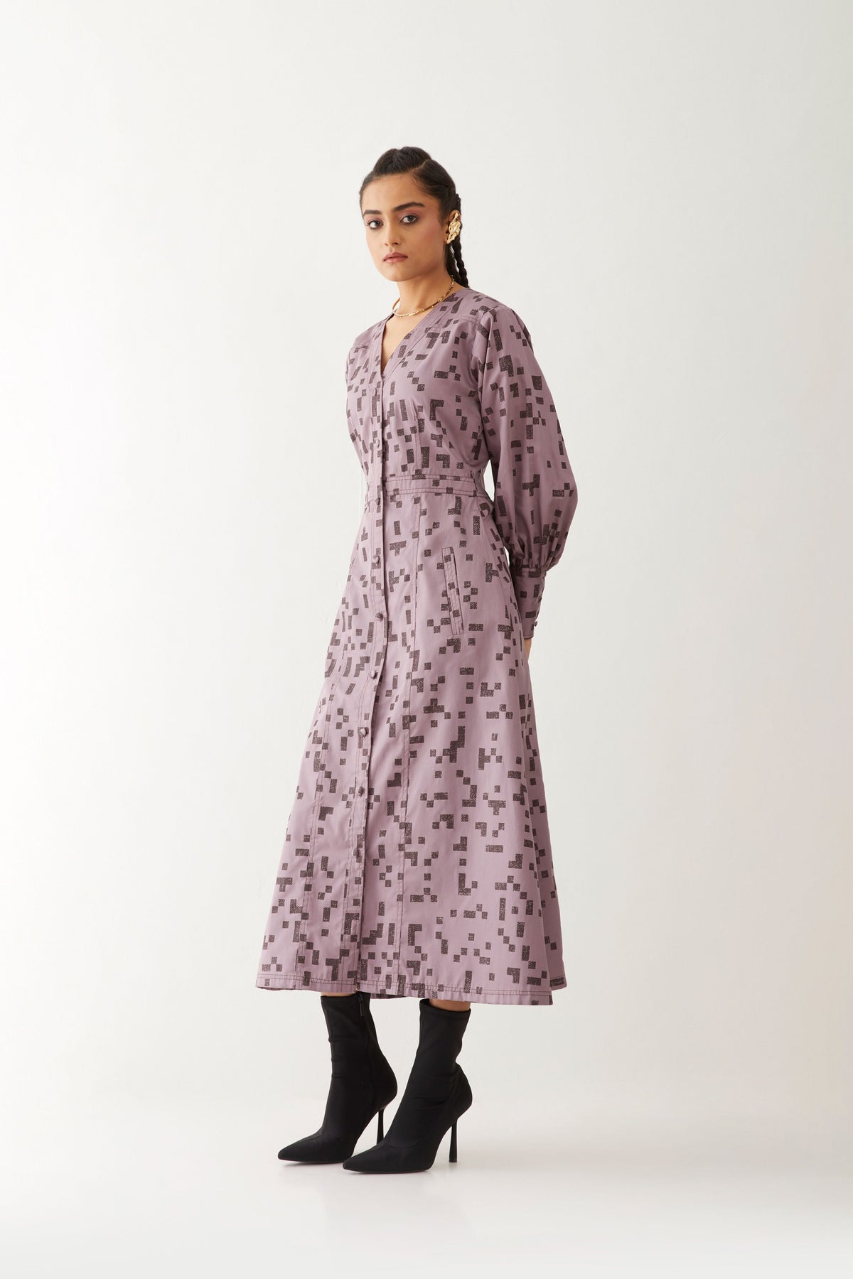 Innis Dress With Cube Print