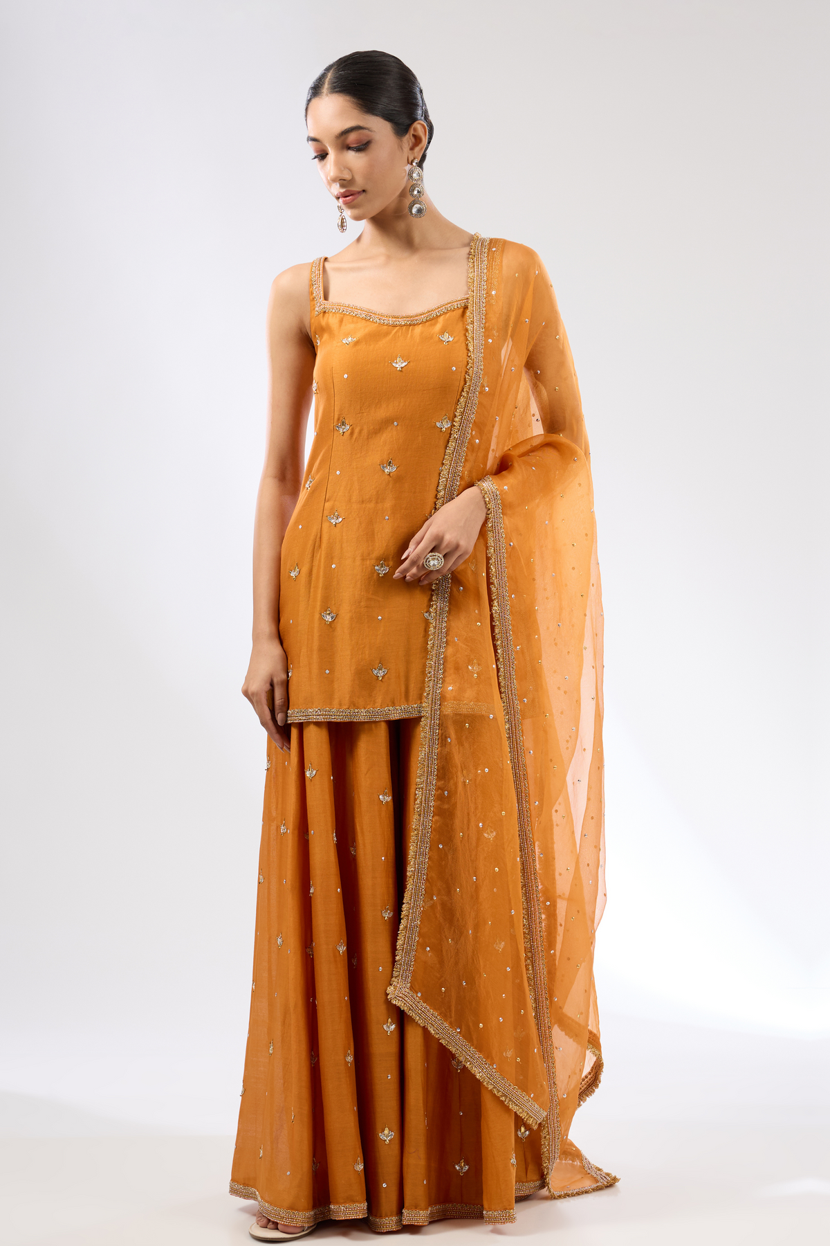 Gota Patti Orange Sharara Set