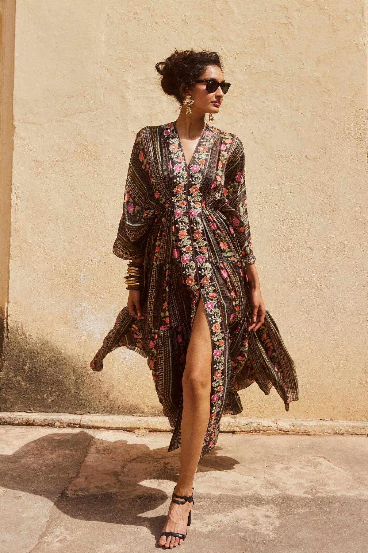 Embroidered Multi Colour Kaftan Set