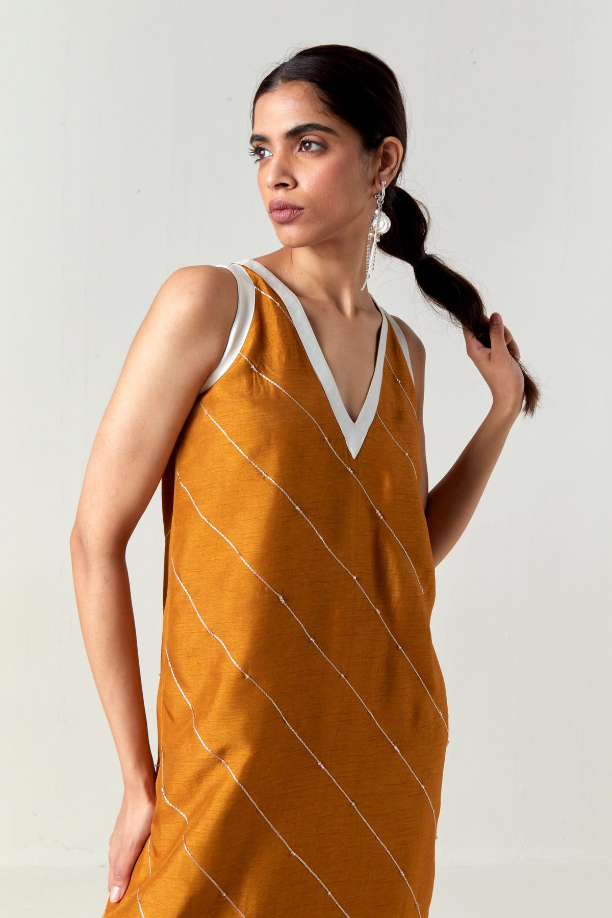 V-neck Embellishment Detail Dress