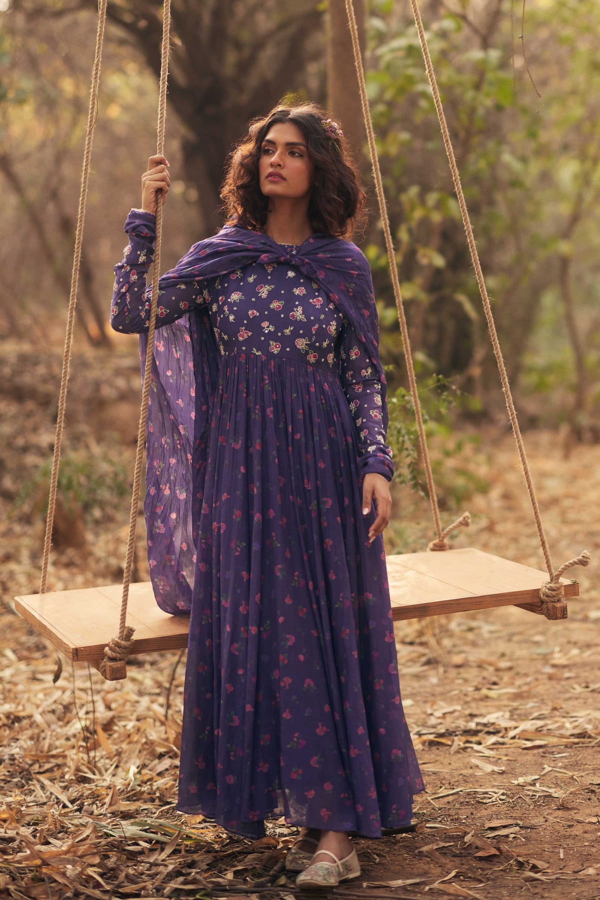 Grape Jelly Embroidered Anarkali Set