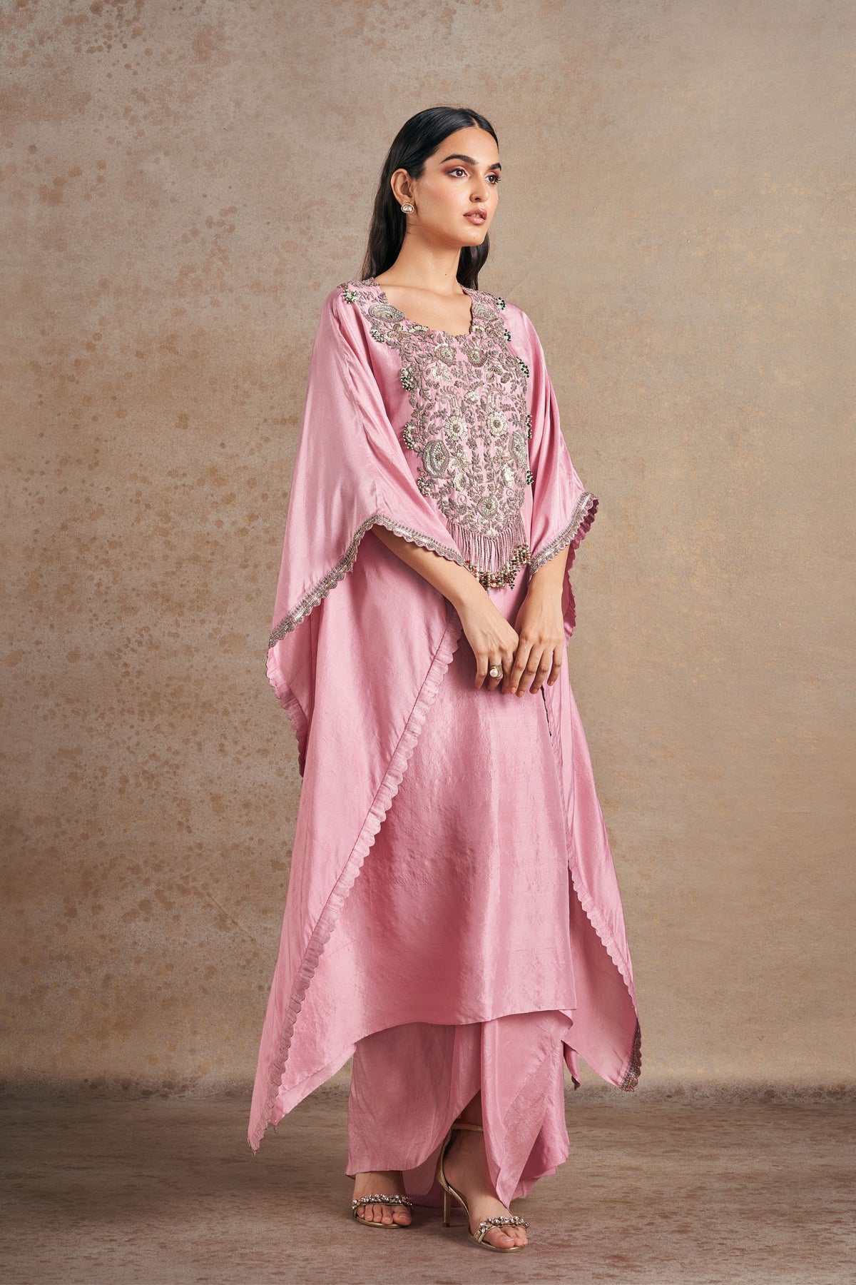 Lilac Kaftan With Drape Skirt