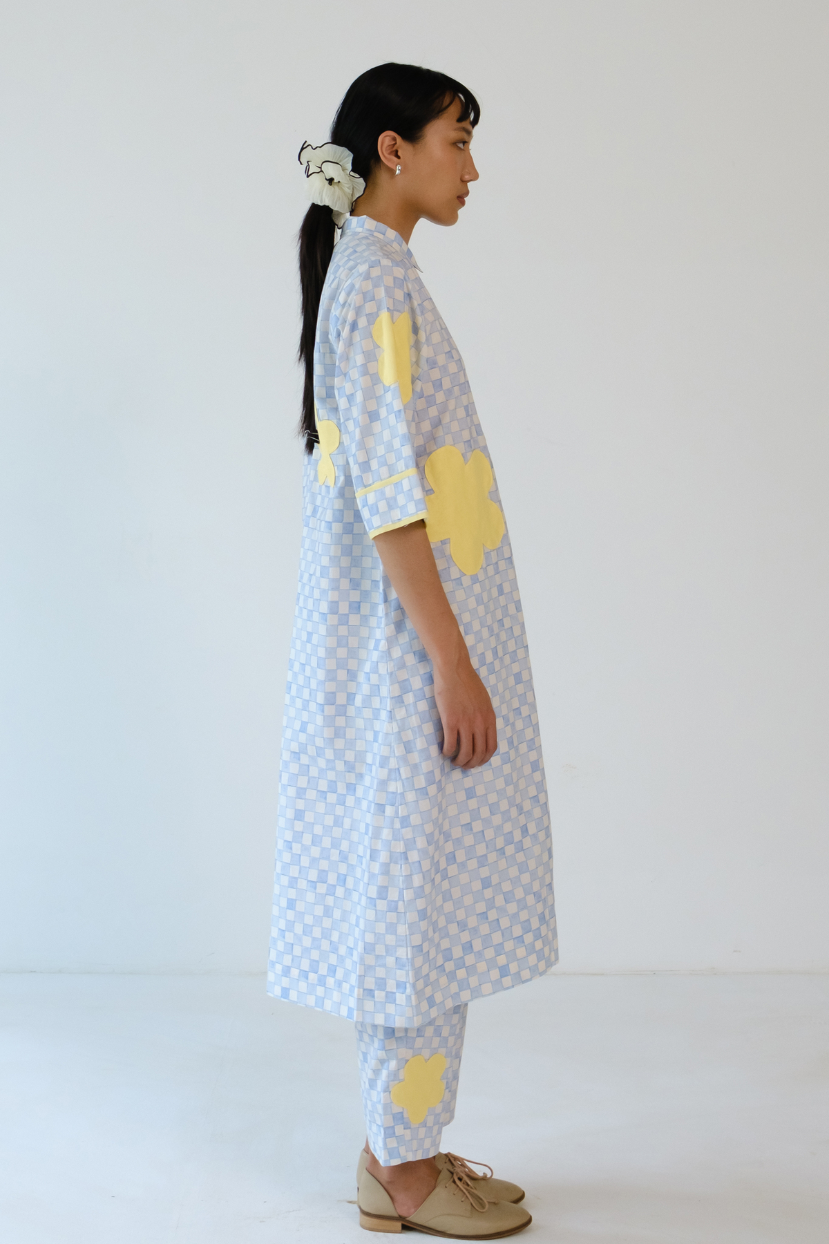Blue Checks Applique Tunic Set