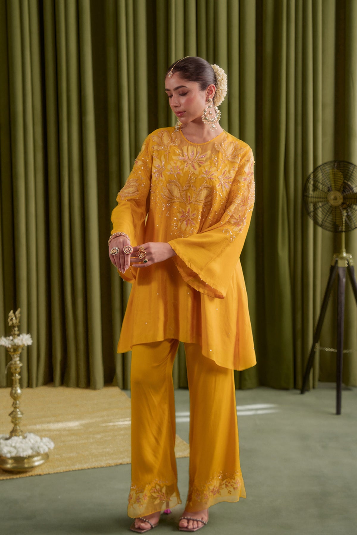 Golden Yellow Embroidered Kurta