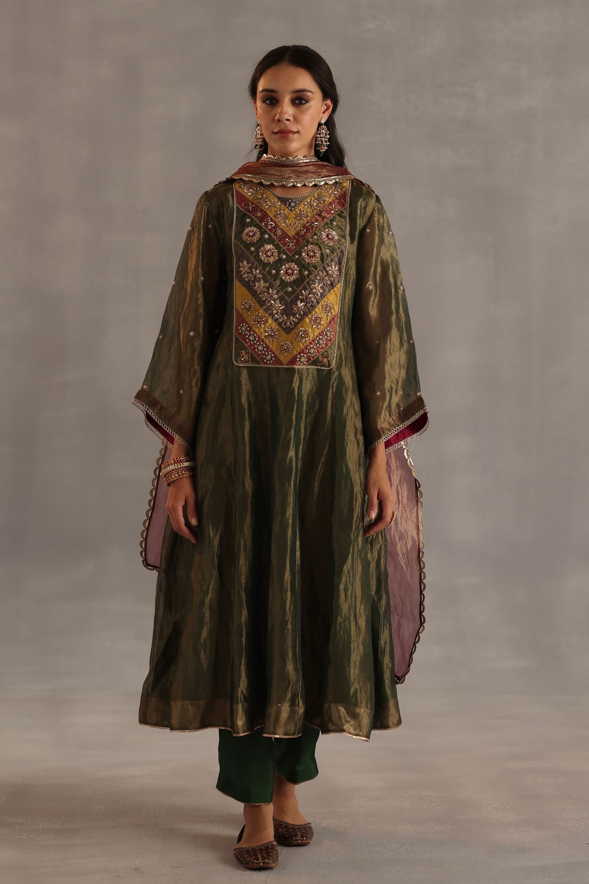 Navratna Olive Kurta Set