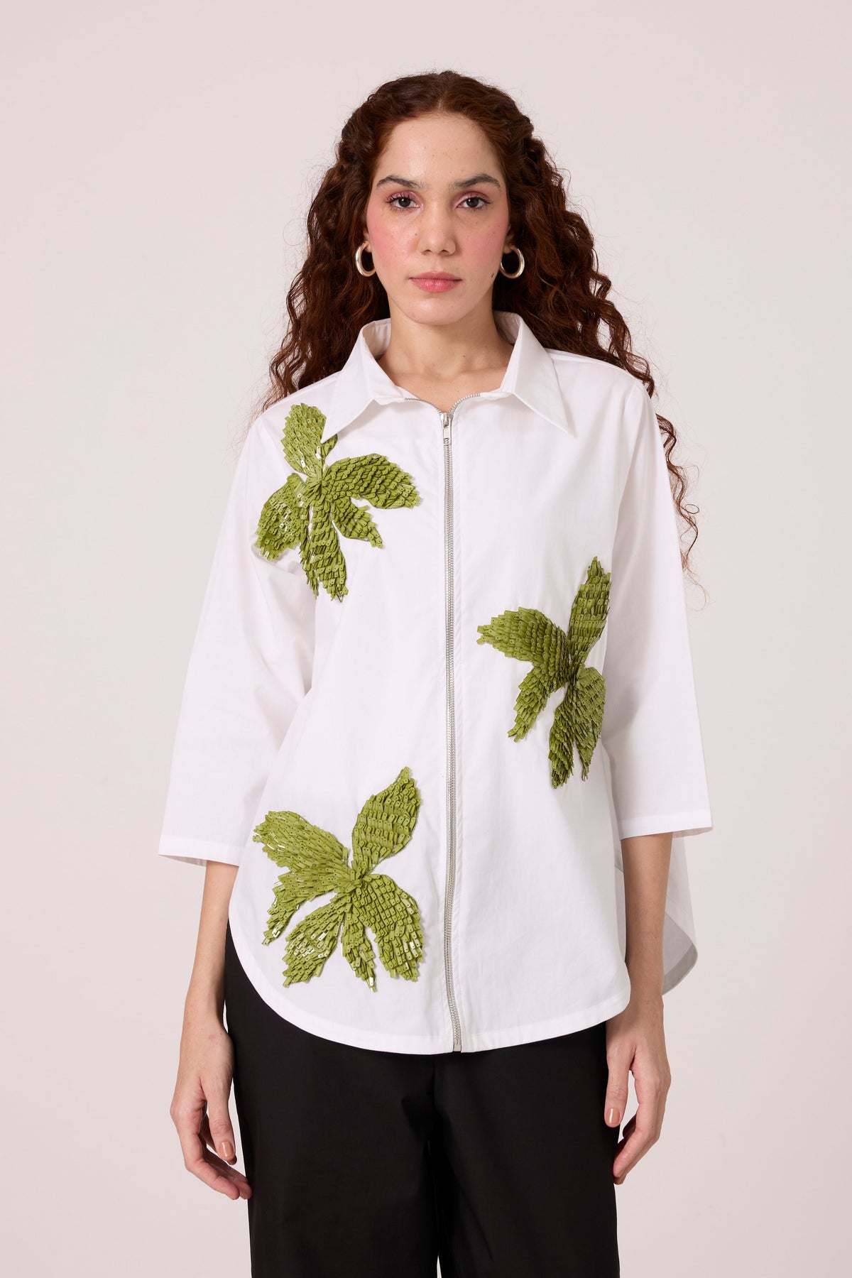 Agnes Applique Matcha Green Shirt