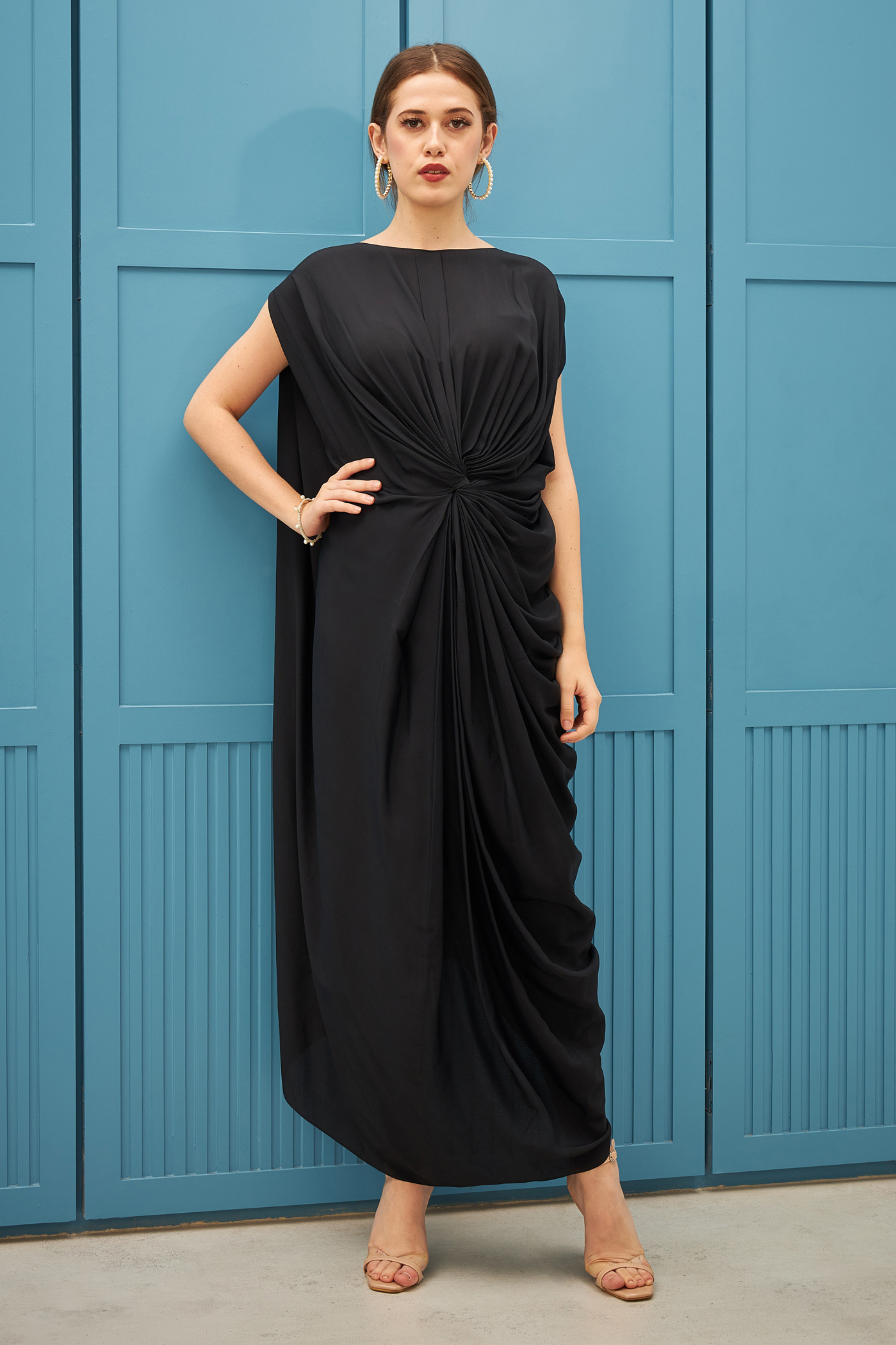 deres 9th 仰々しい draping dress ネイビー2