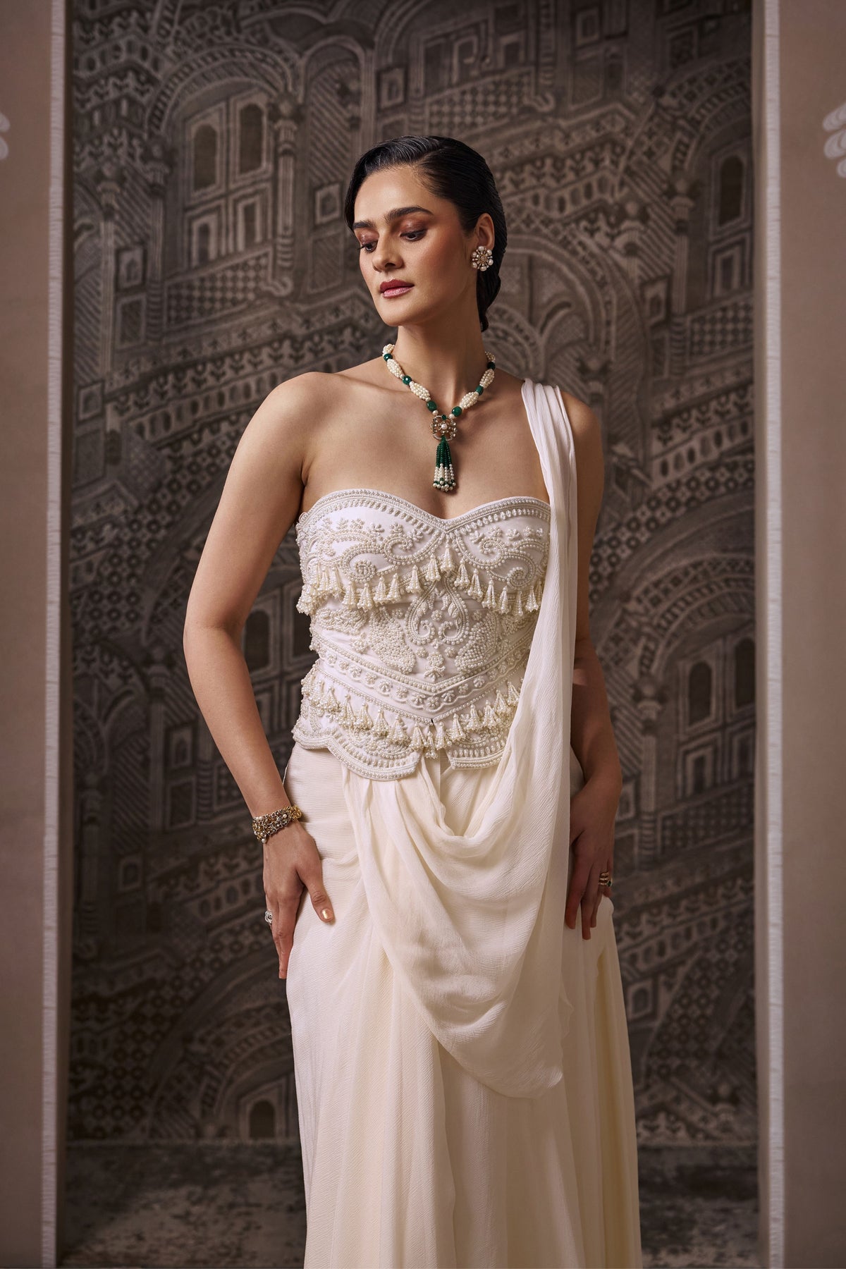 Vintage Drape Saree Set