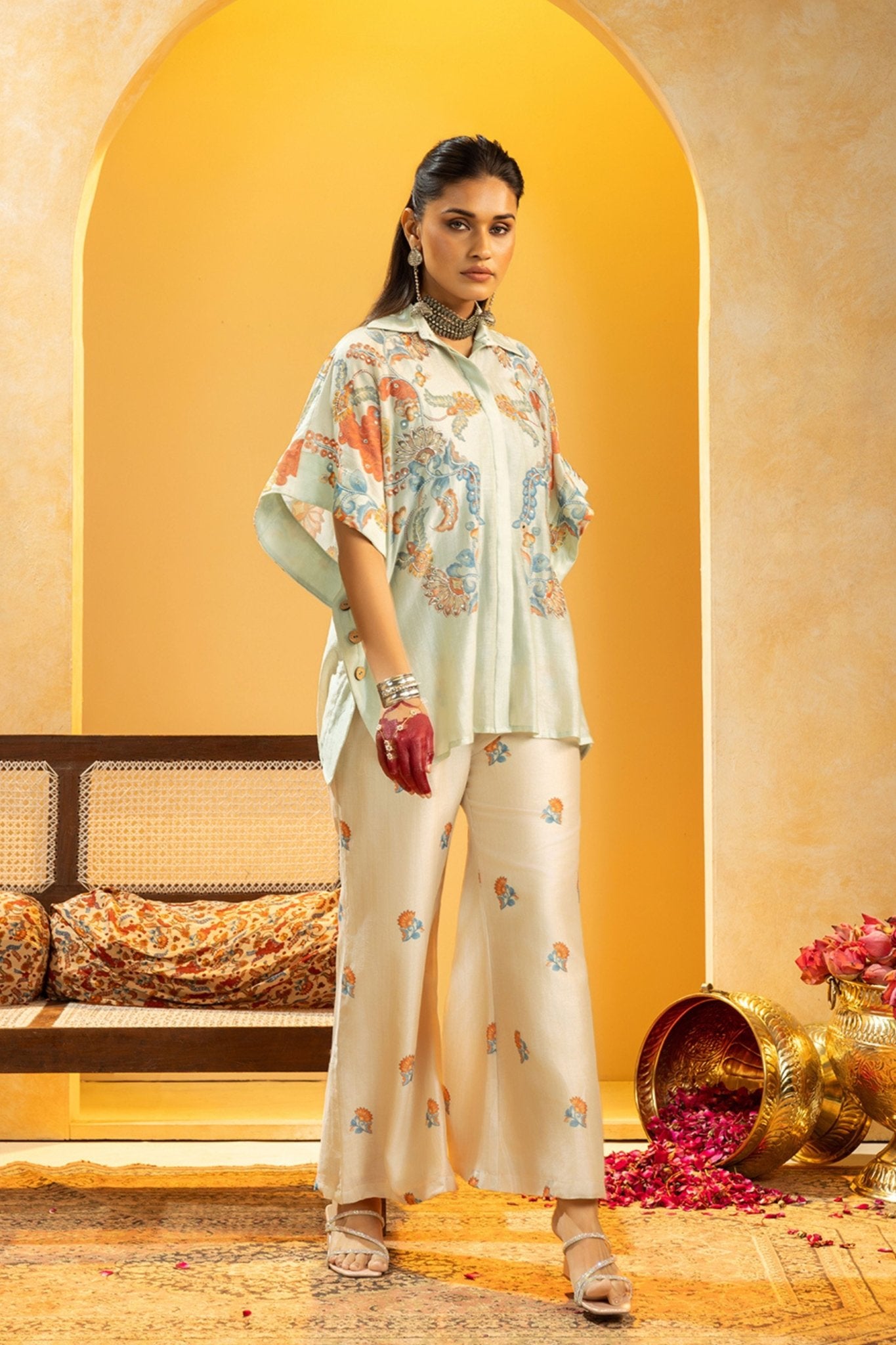 Blue Rangtara Co - ord Set - Sougat Paul - Elahe