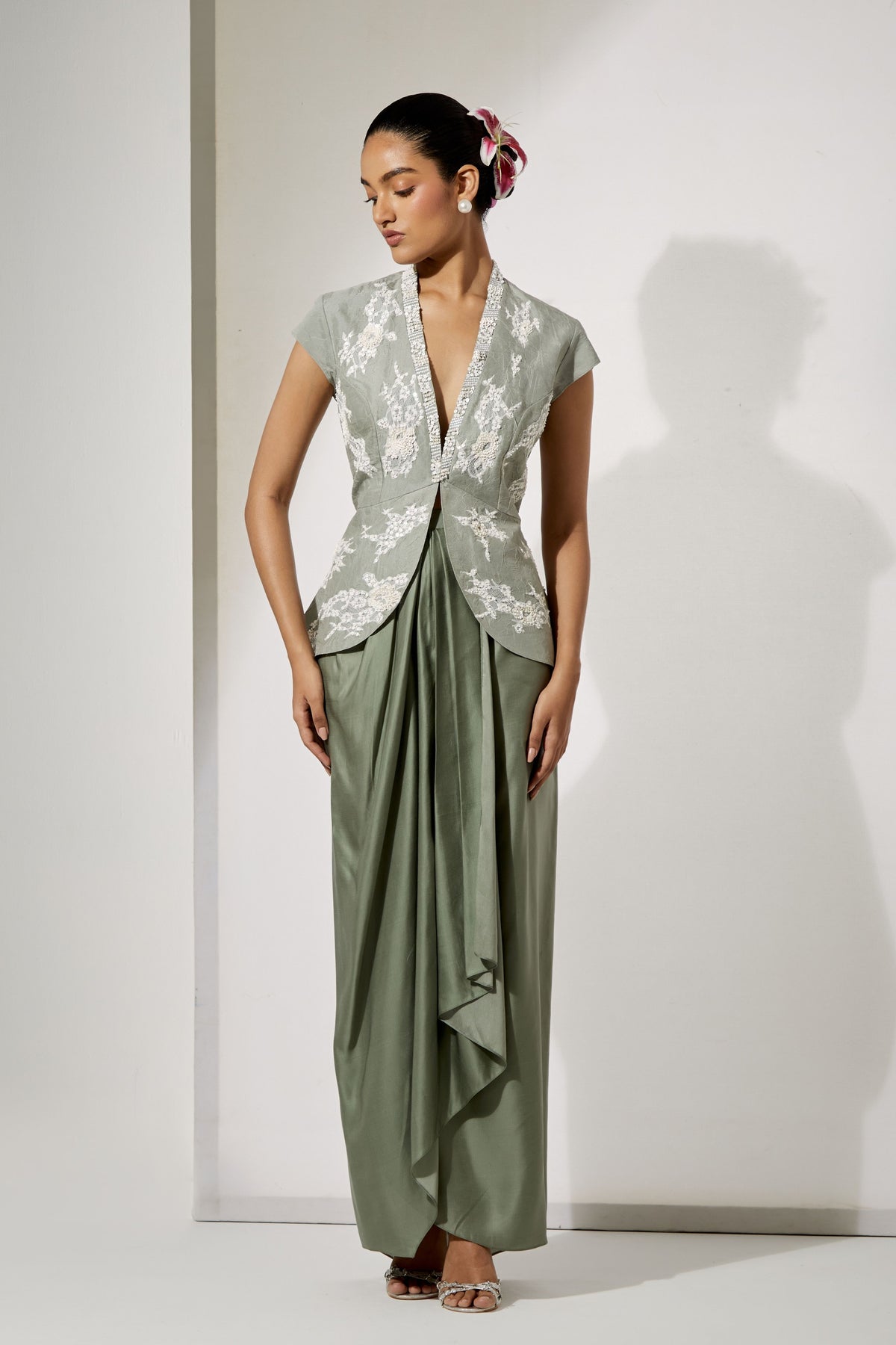 Sage Foil Skirt Set