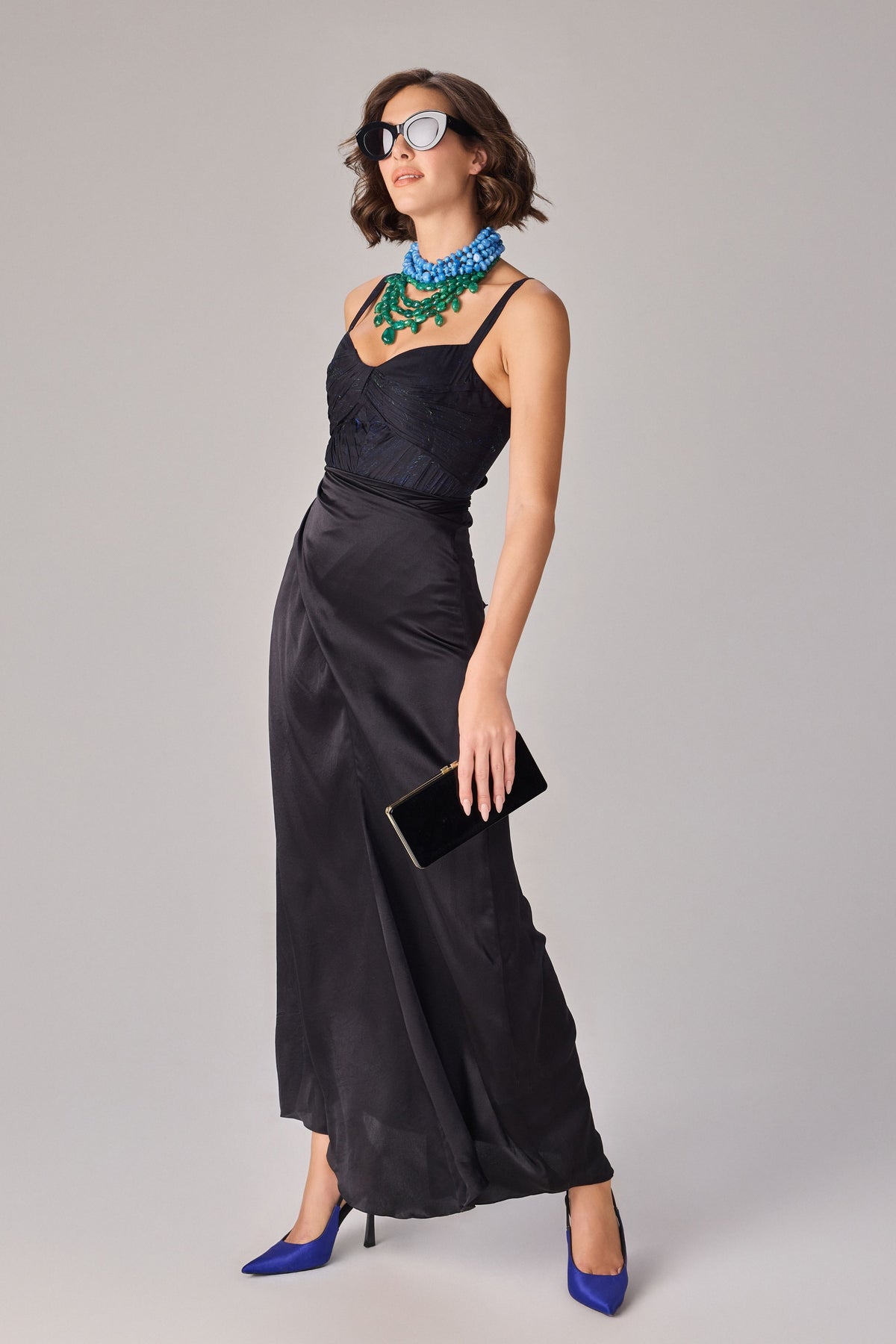 Asymmetric Maxi Wrap Black Skirt