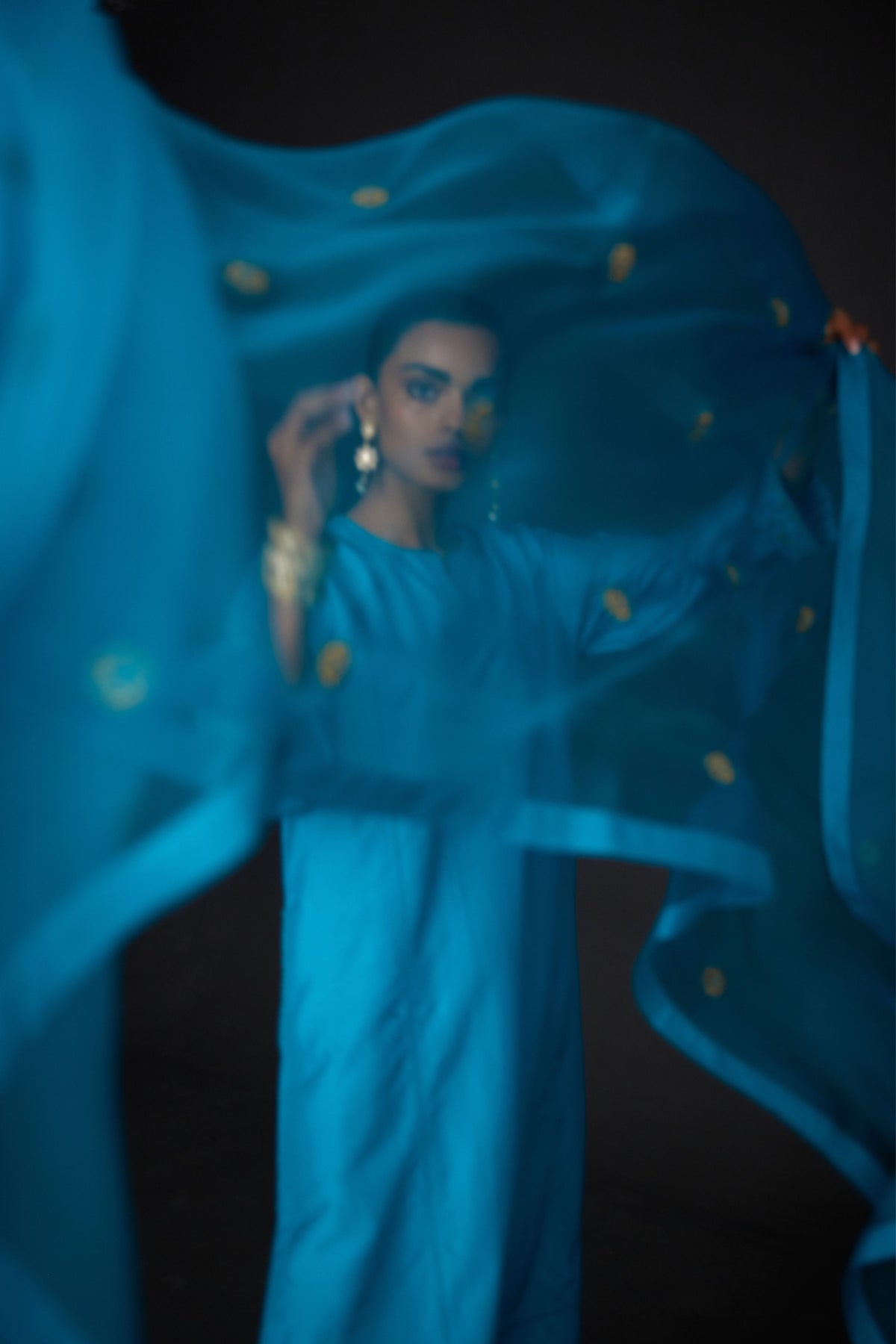 Turquoise Embroidered Dupatta