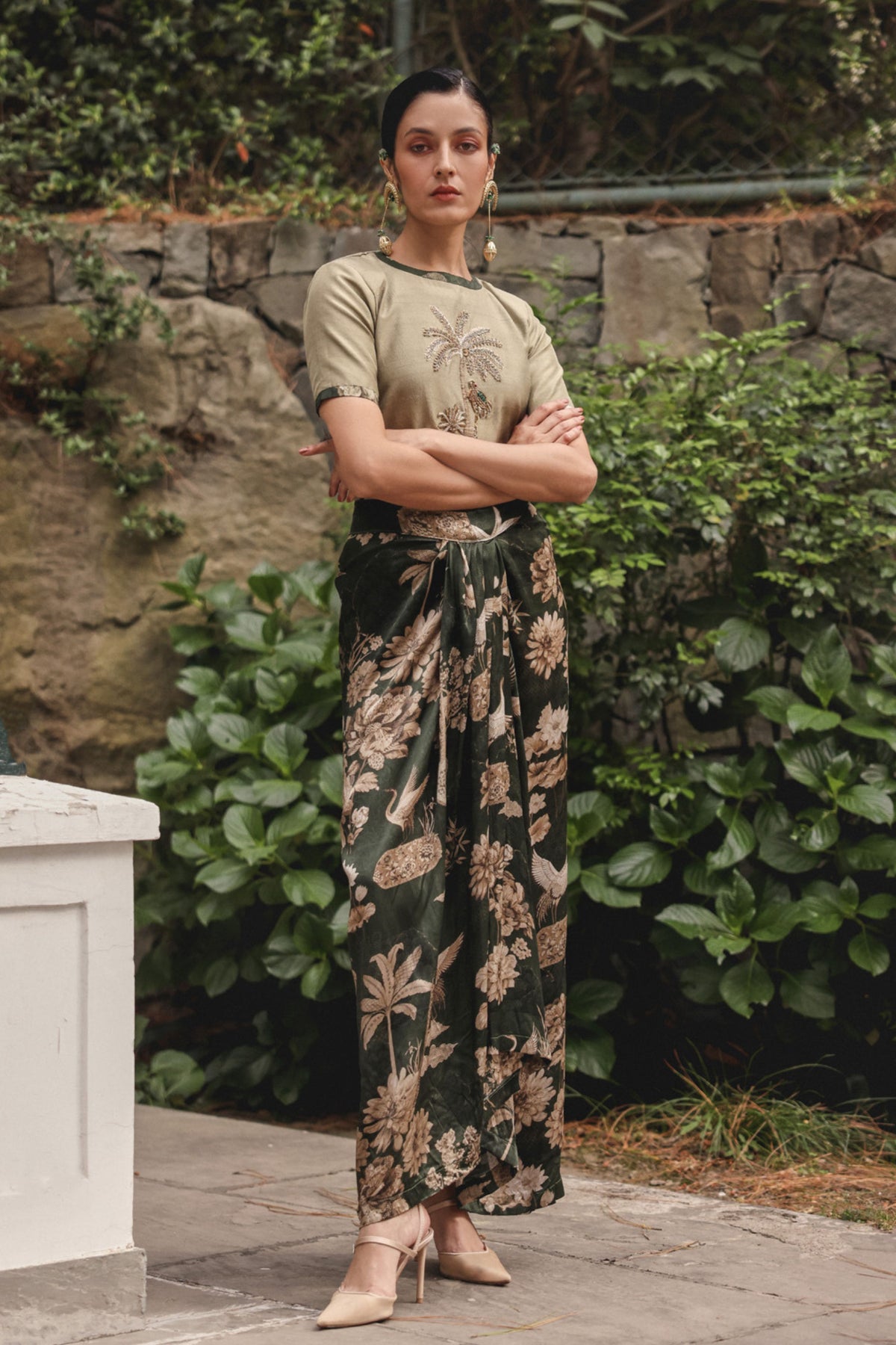 Jungle Mark Dhoti Skirt Set