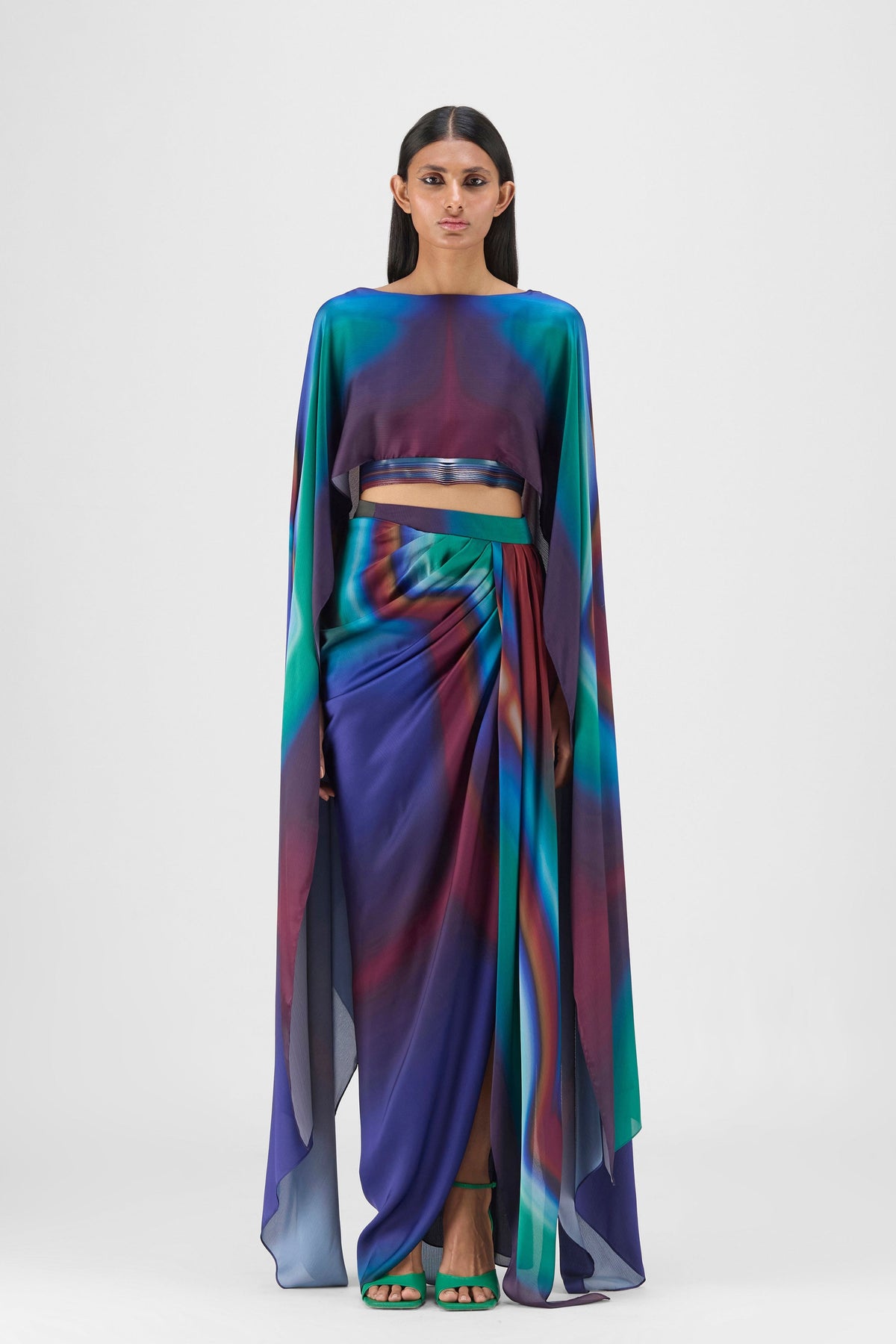 Metallic Watercolor Cape And Skirt