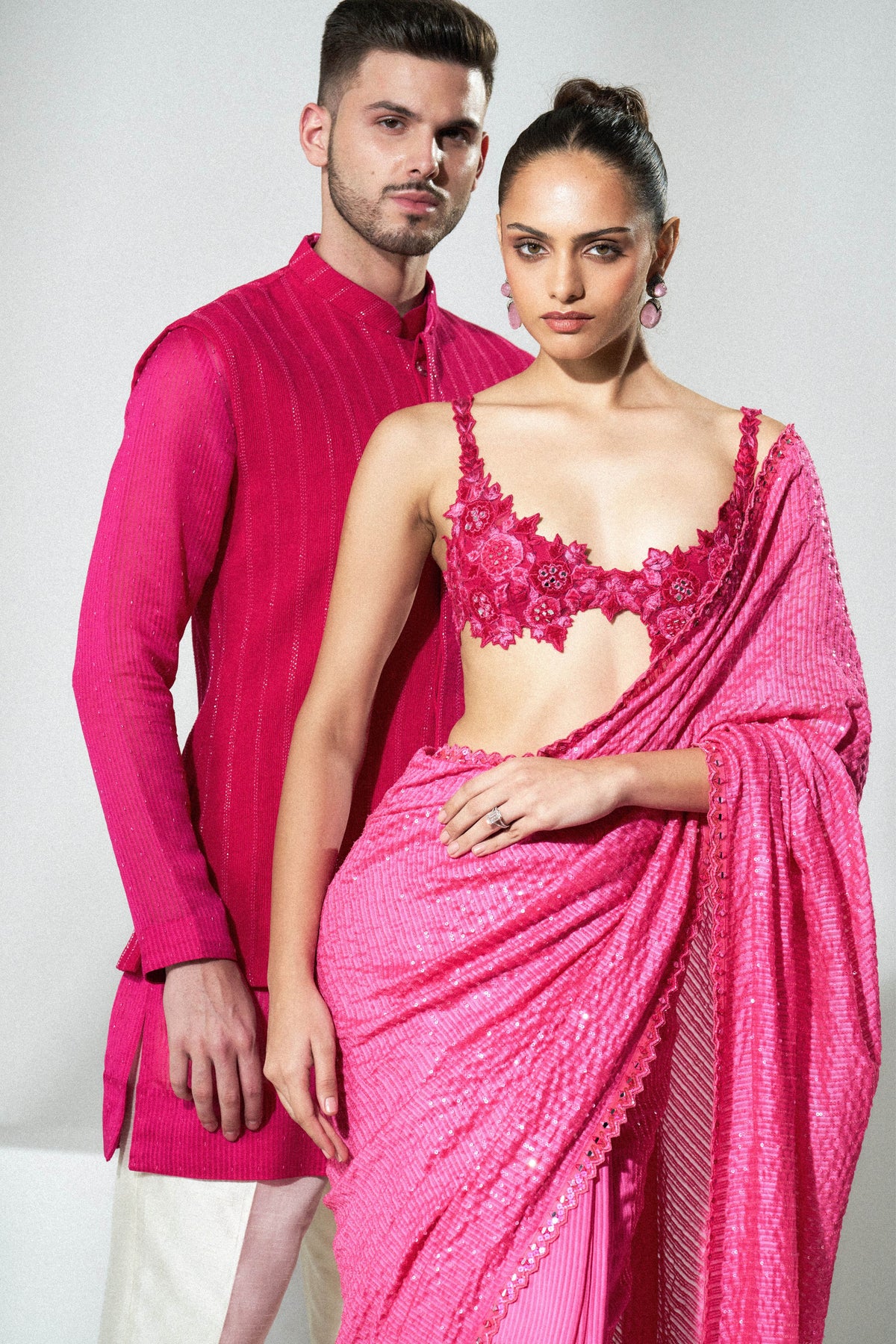 Fuchsia Pink Saree Set