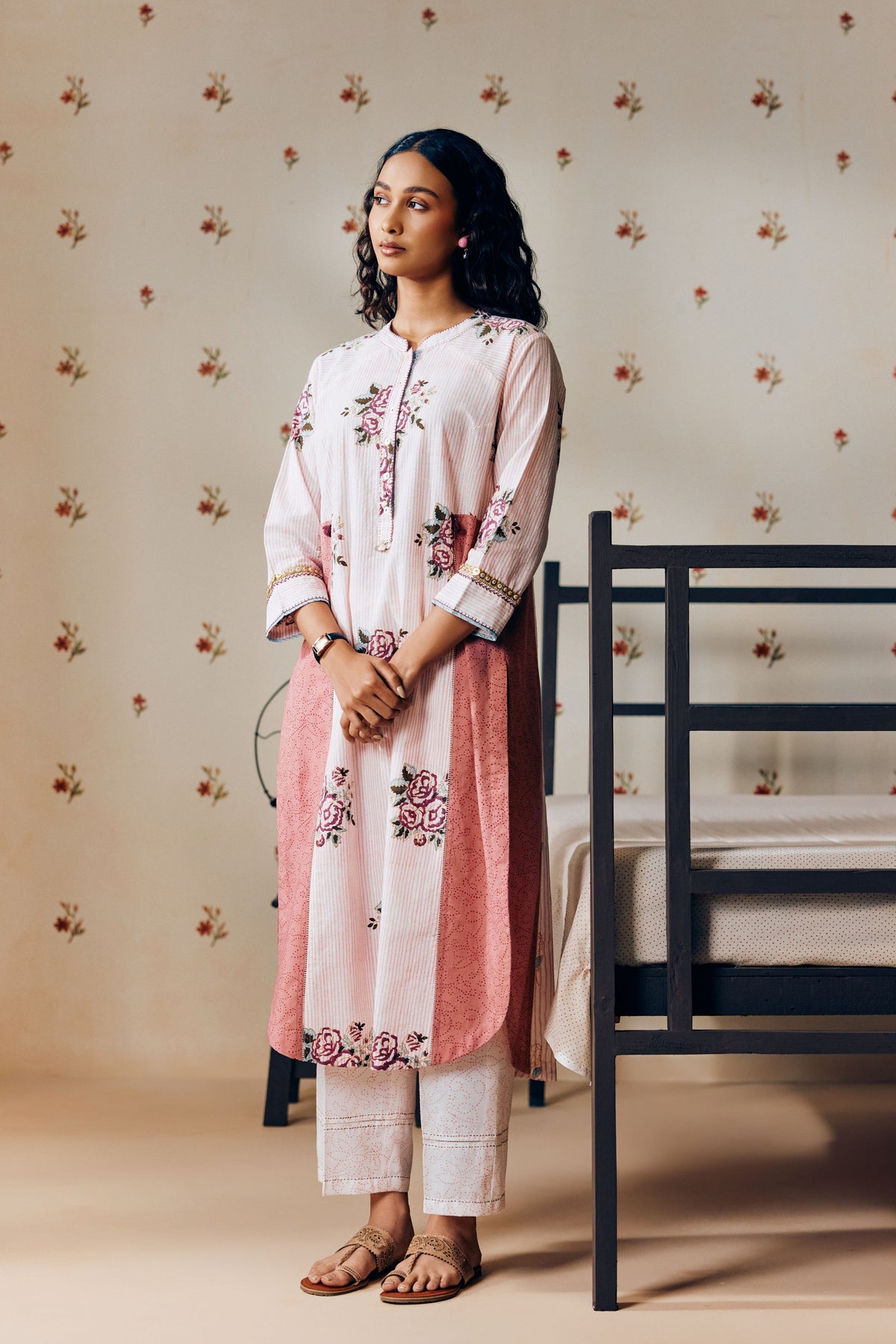 Off-white Handwoven Kurta Set