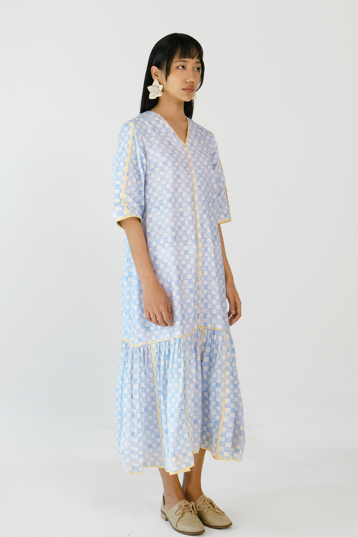 Blue Checks Applique Dress