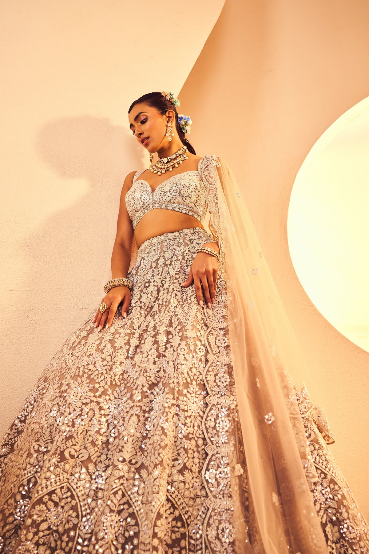 Taupe Mirror Lehenga