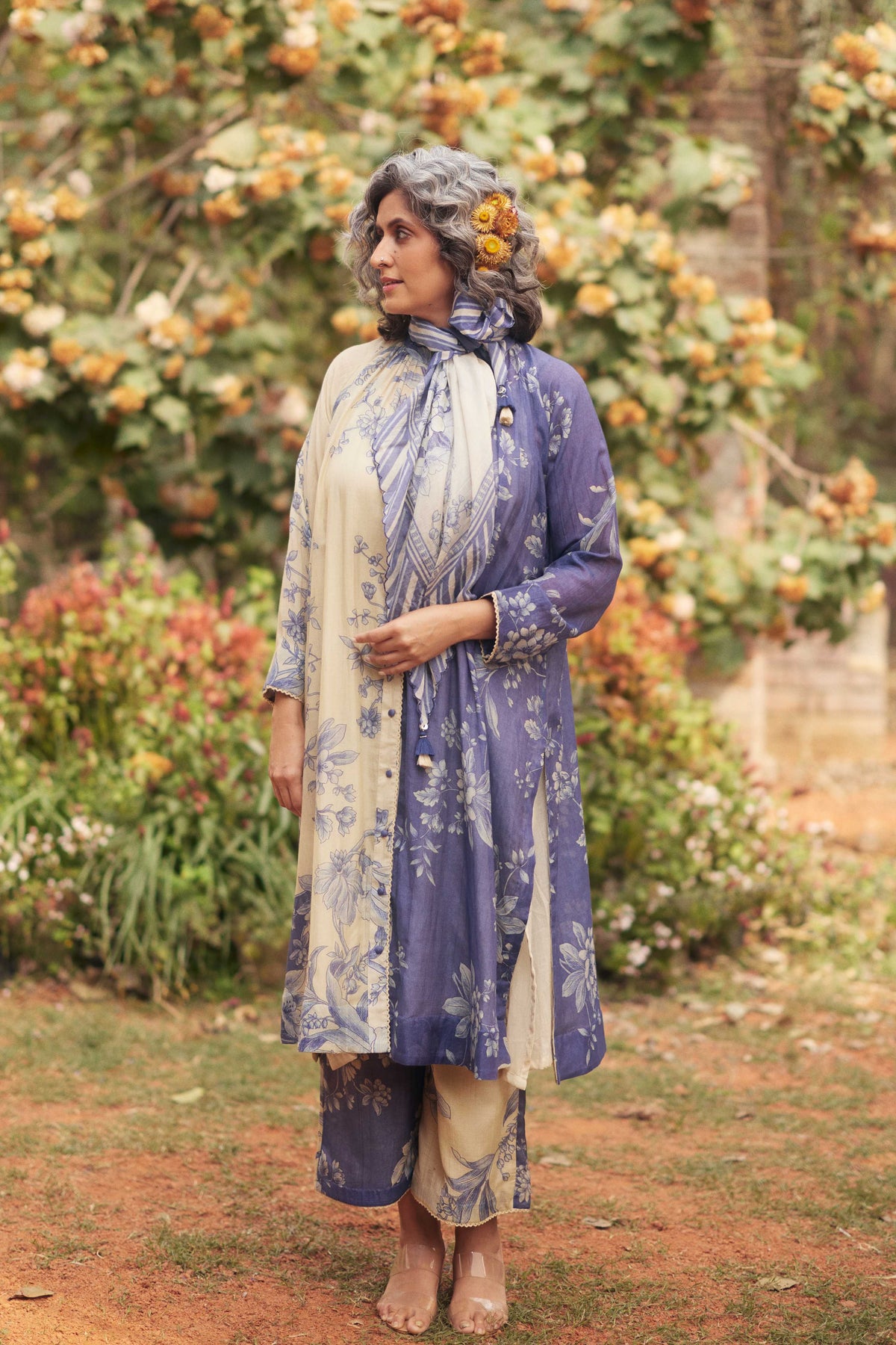 Blue and Ivory Dress Set