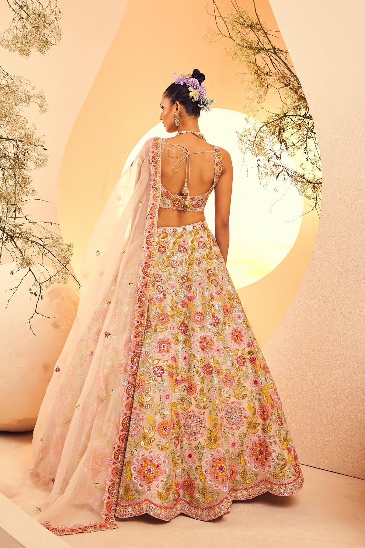 Ivory Aplique Lehenga