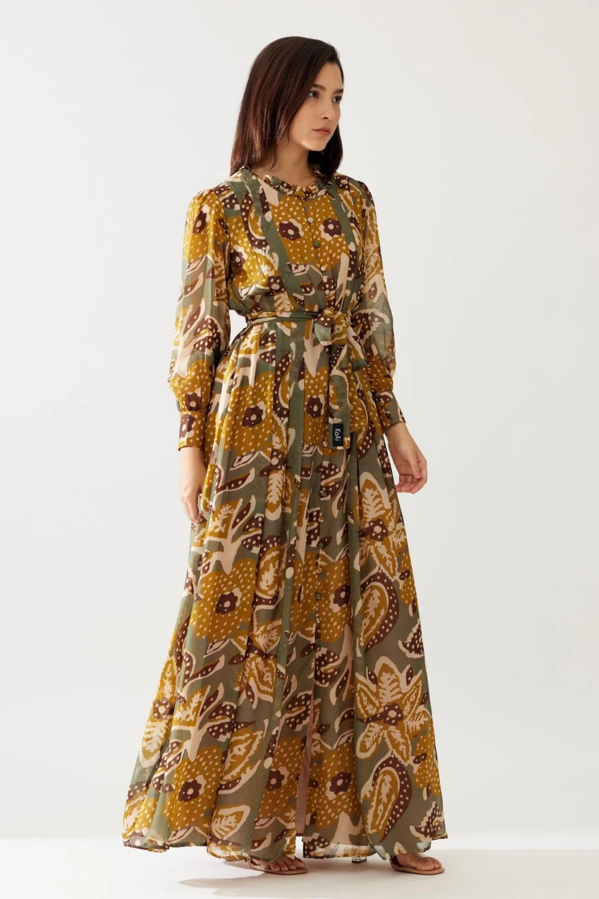 Olive And Mustard Long Dress