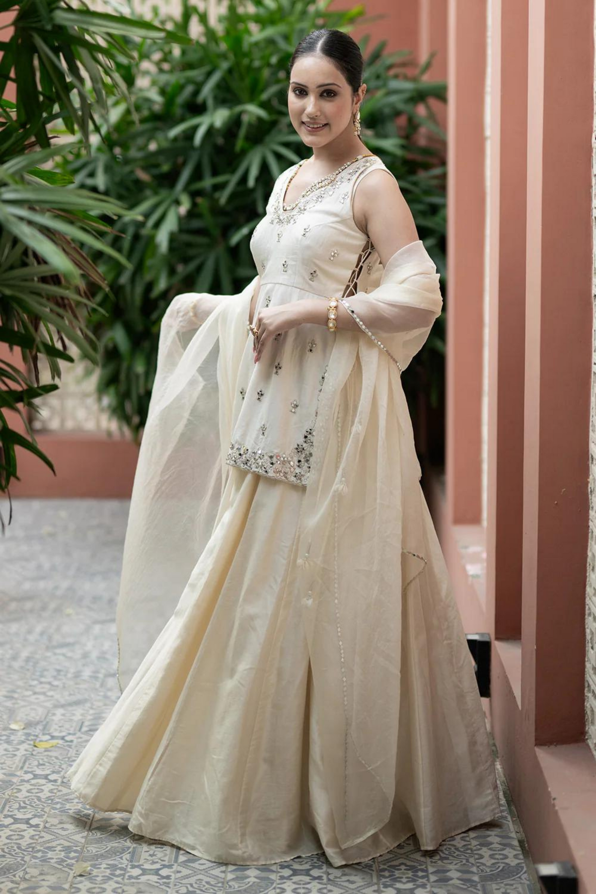 Off-White Lehenga Set