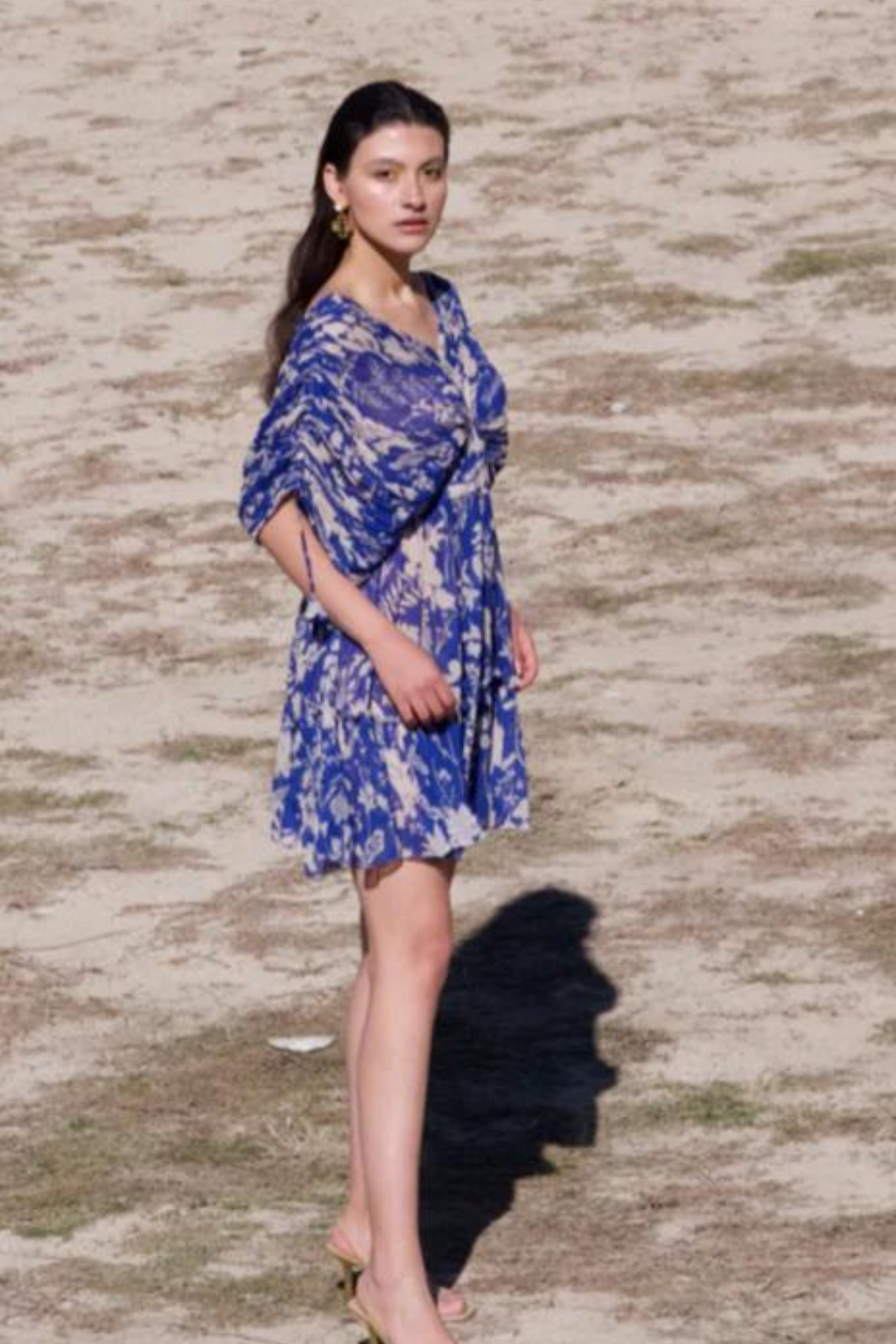 Micro-pleated Printed Short Dress