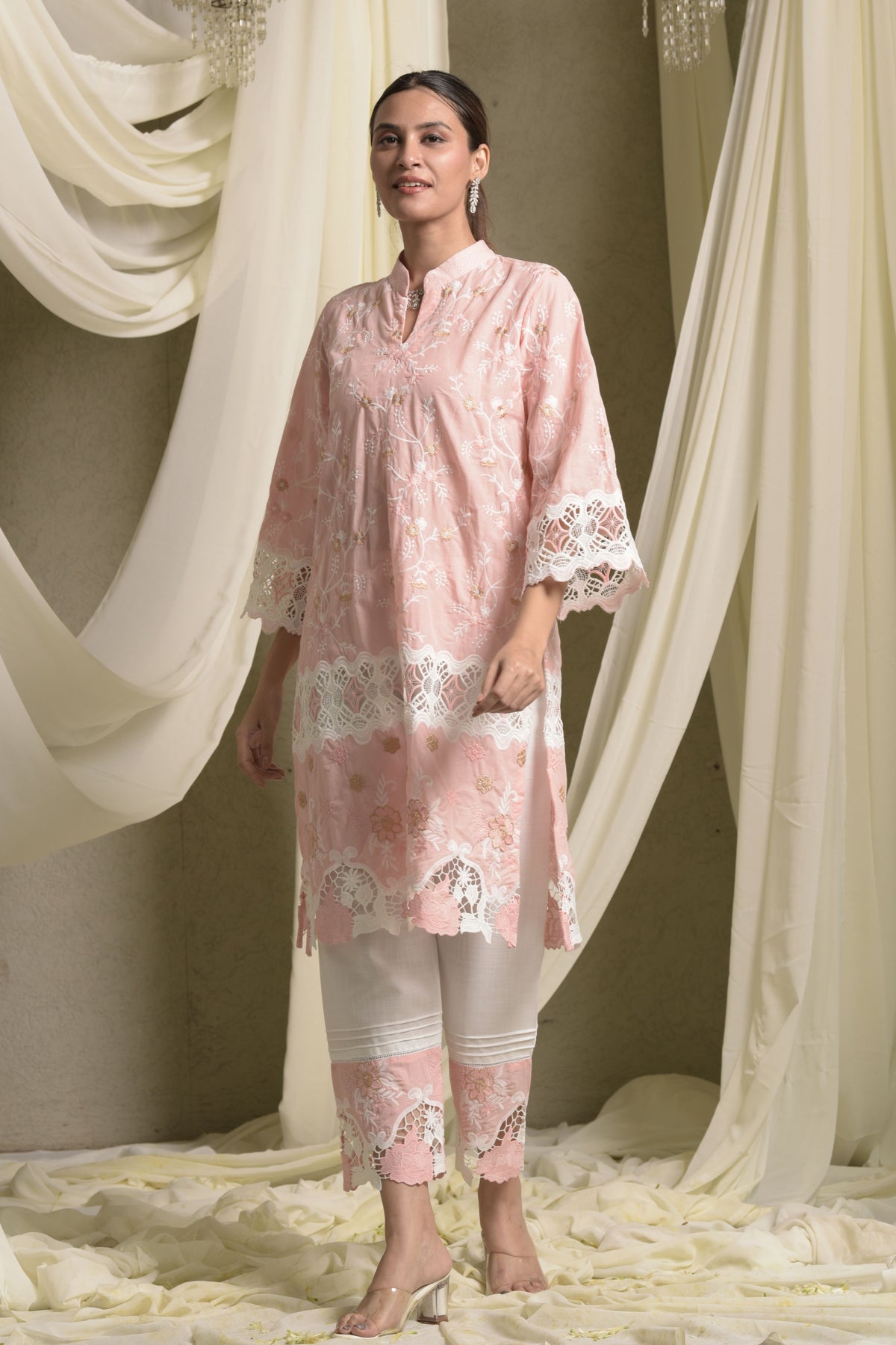 Myra Mesh Peach Kurta Set