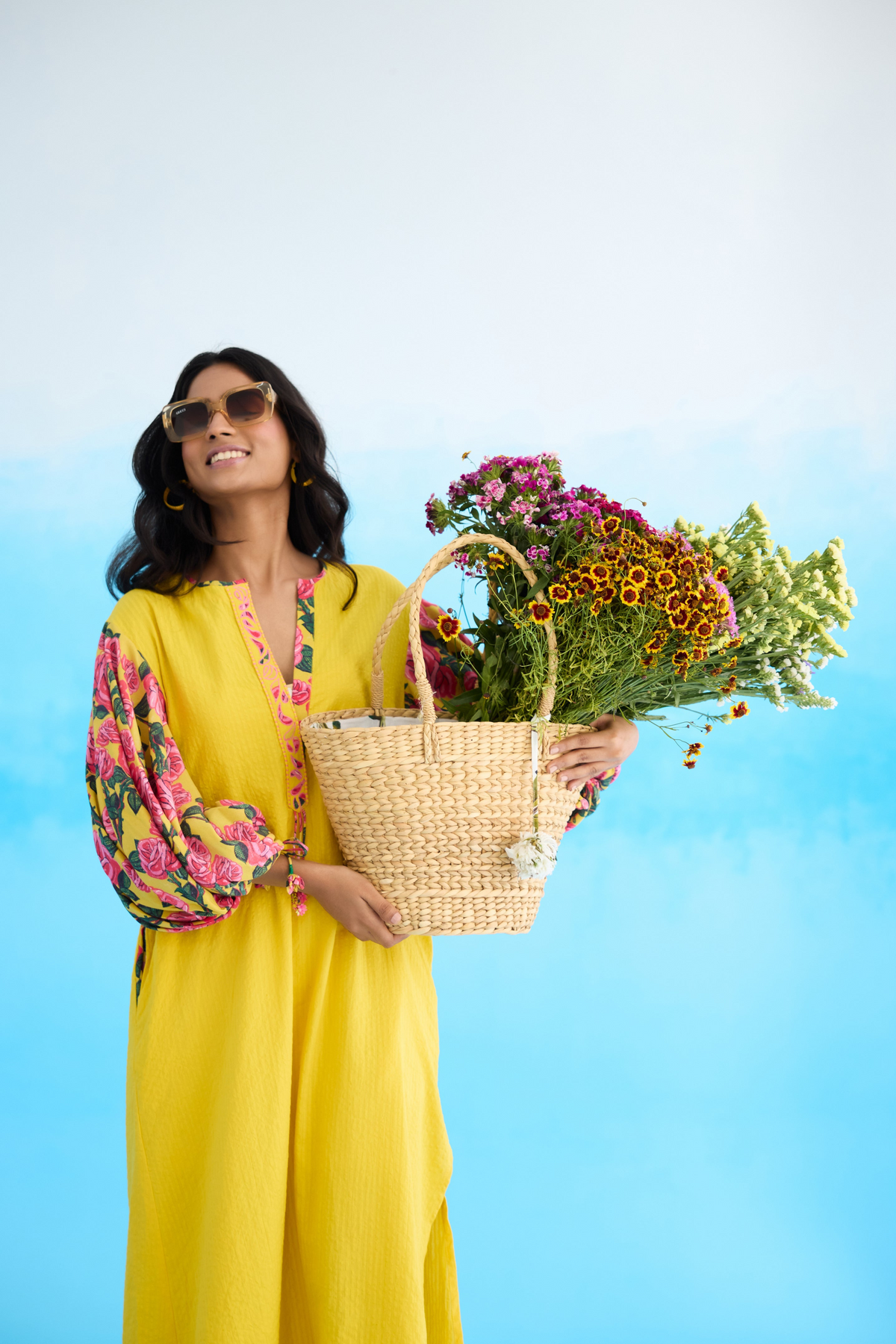 Yellow A-line Flower Tassels Dress