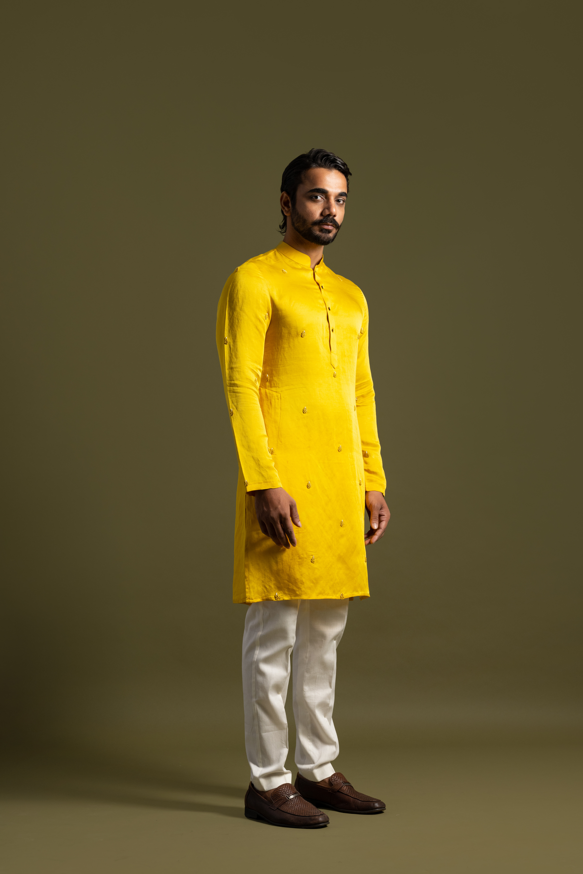 Yellow Linen Kurta Set