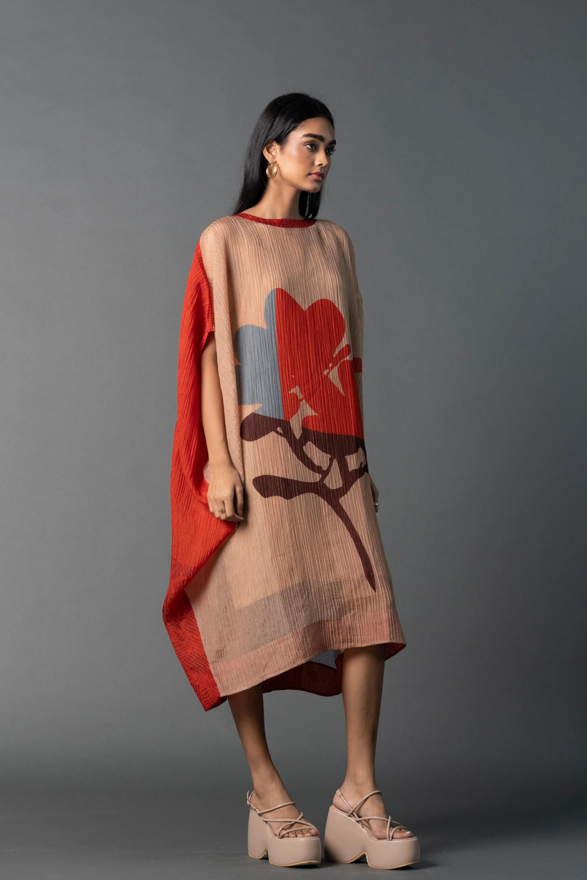 Beige Red Kaftan
