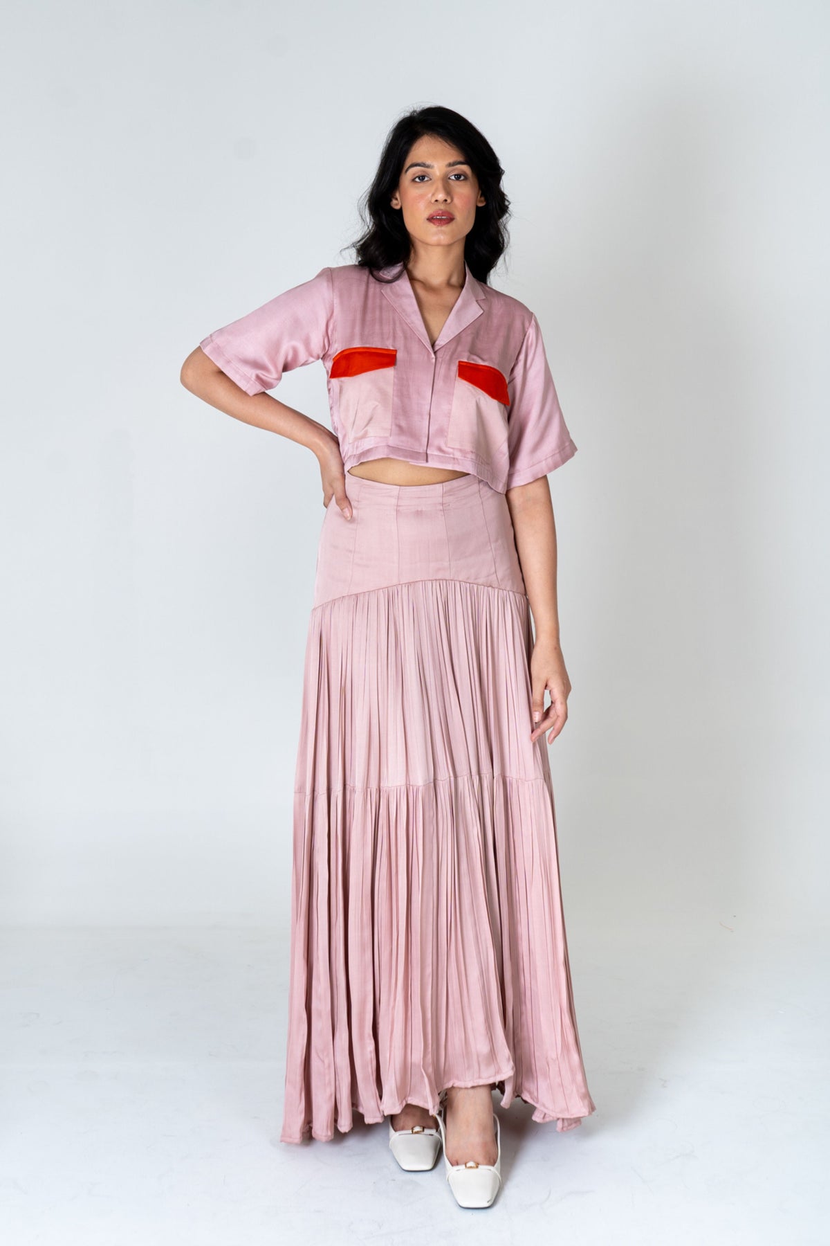 Pink-orange Crop Top