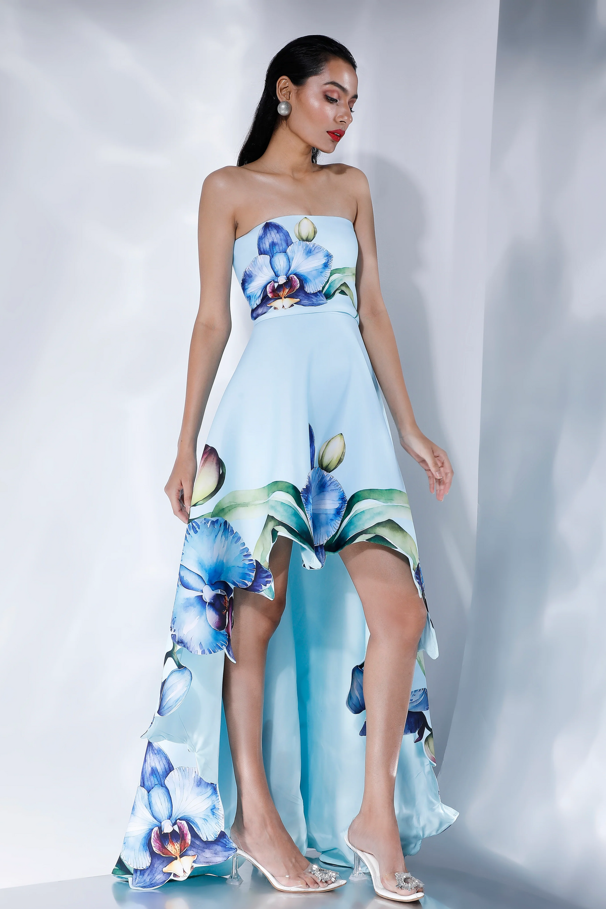 Oriana Light Blue Printed Dress